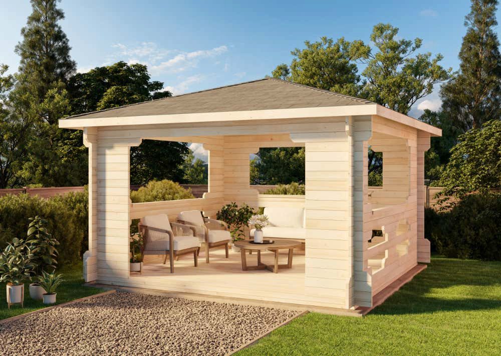 Alpholz Pavillon Ibiza, in Naturbelassen