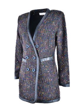 RUA & RUA Longblazer Bouclé-Tweed & Leder-Blazer Kleid in Schwarz (1-tlg)