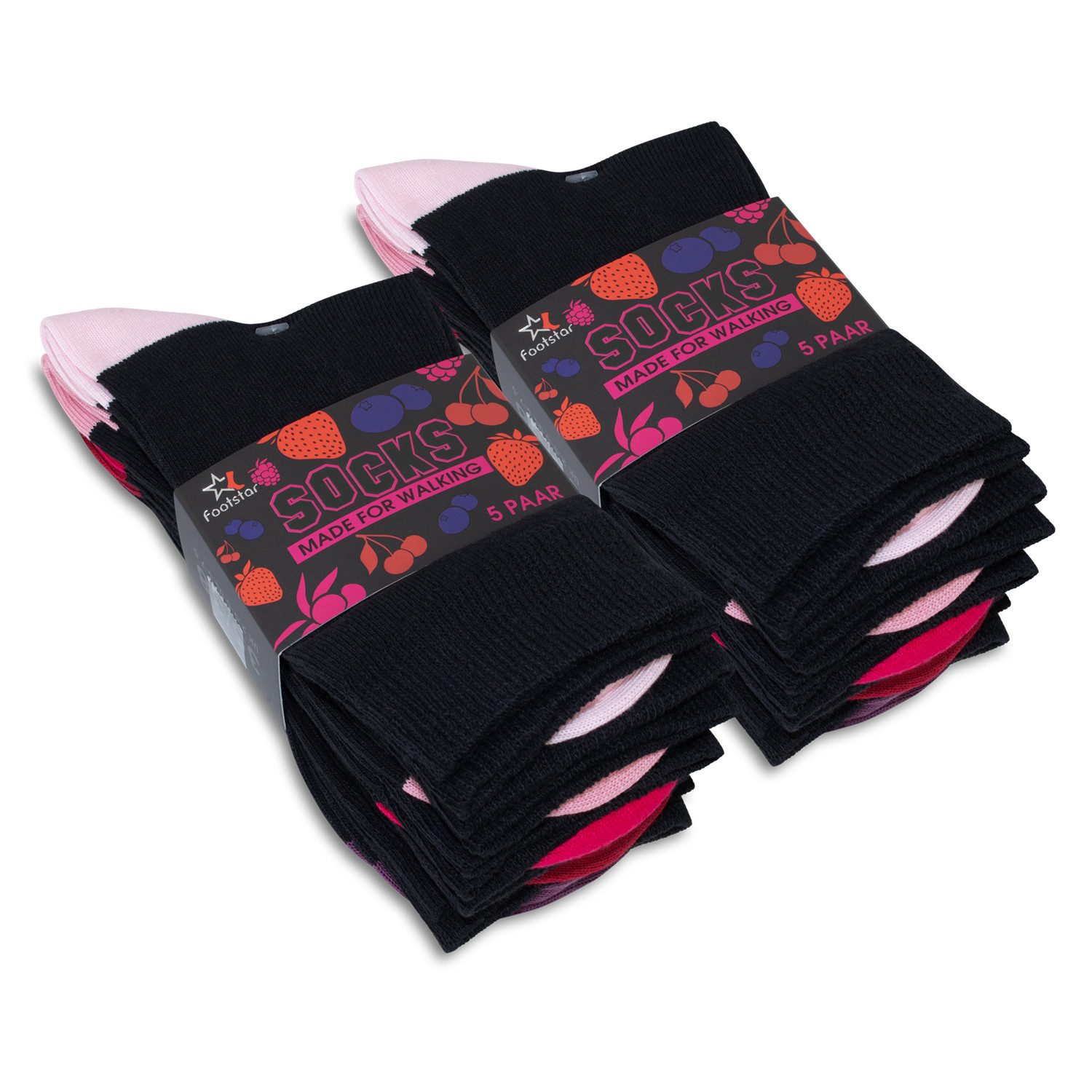 Footstar Basicsocken Damen & Herren Baumwollsocken abgesetzte Ferse/Spitze (10 Paar)