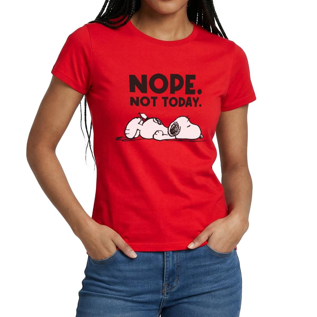 Spreadshirt T-Shirt Peanuts Snoopy Nope Not Today Bürohumor Frauen T-Shirt (1-tlg) Slim Fit, fällt klein aus