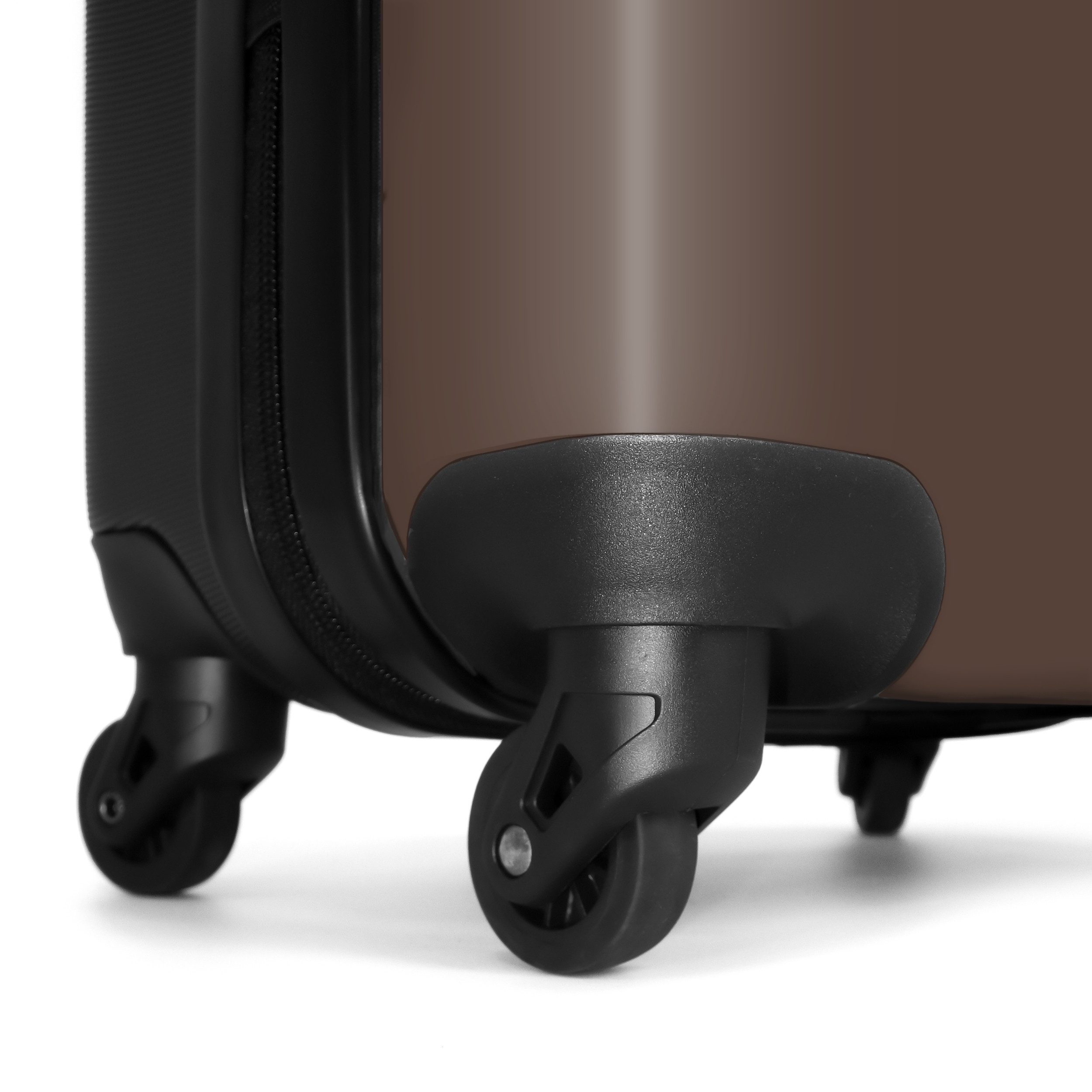 NoBoringSuitcases.com© Hartschalen-Trolley Dunkelbraun mit schwarzem Streifen 55x35x20cm, 4 Rollen, Reisekoffer mit 4 Rollen, Carry on luggage, Männer
