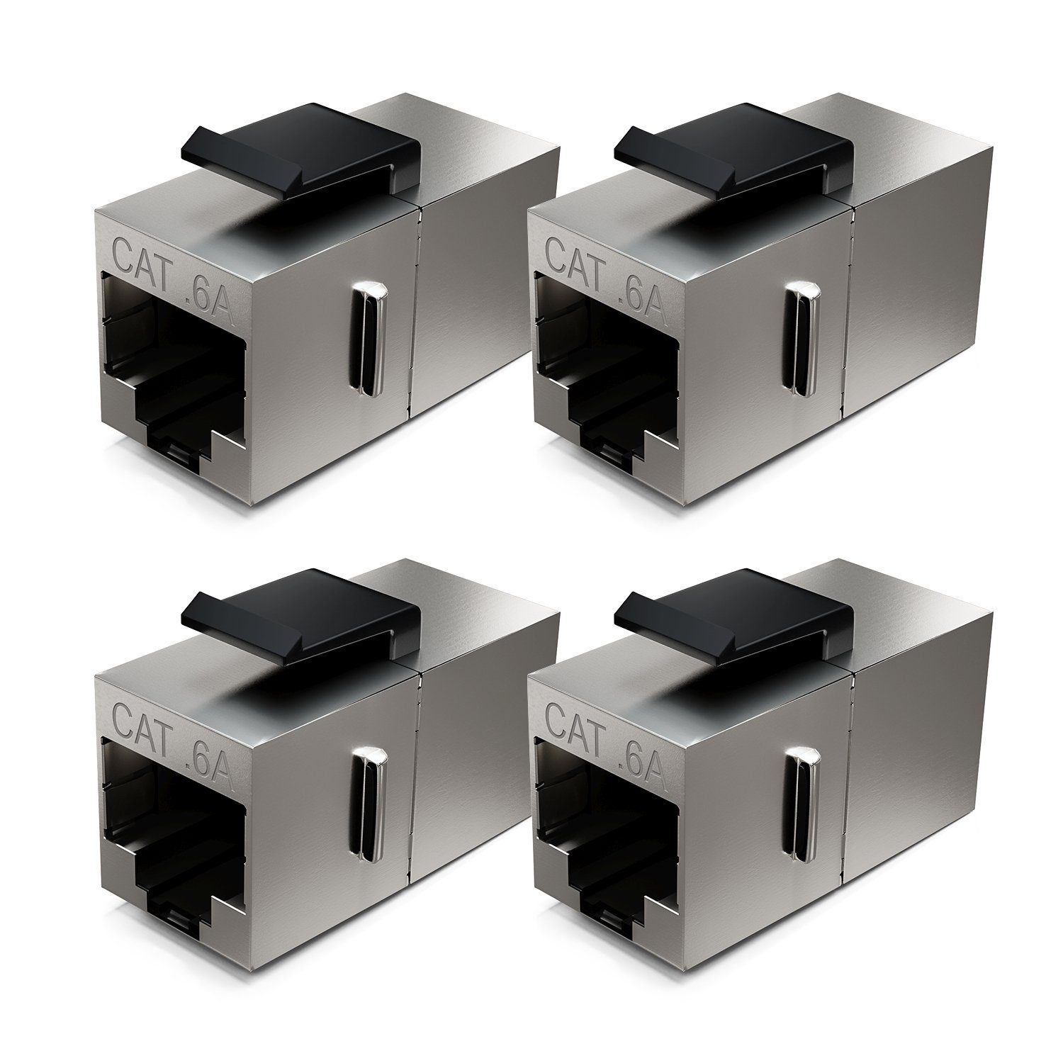 deleyCON deleyCON 4 CAT6a Keystone Modul Patchkabel Kupplung Verbinder Netzwerk-Adapter