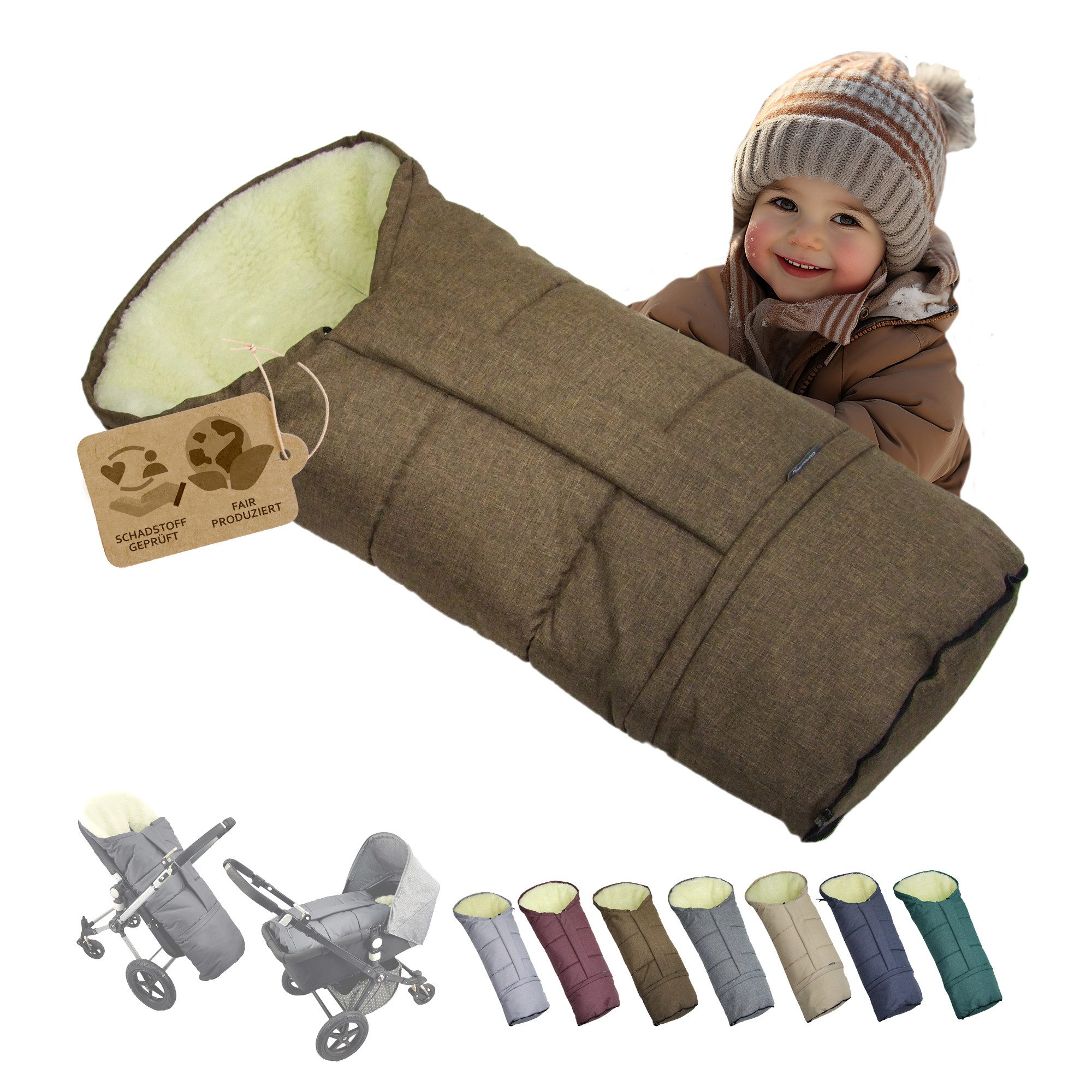 BambiniWelt by Rafael K. Fußsack Winterfußsack Fußsack für Kinderwagen Buggy mumienform Wolle MELIERT, universal für Kinderwagen, Buggy, Jogger, Schlitten