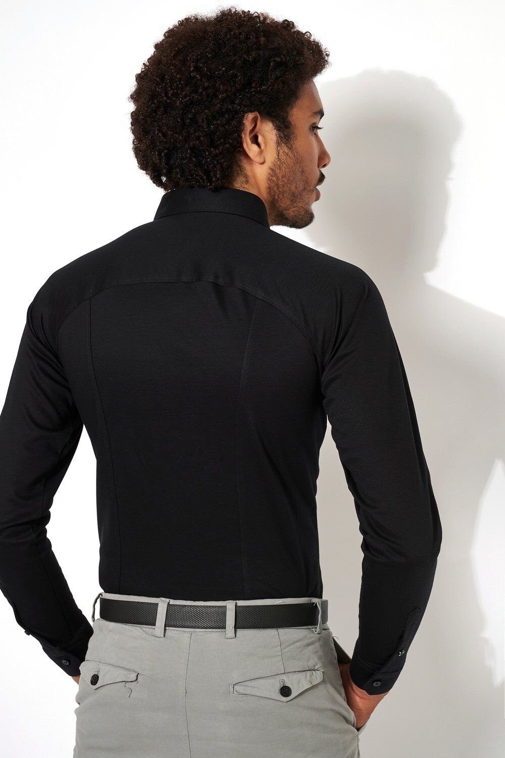 Desoto Businesshemd im piquee Uni-Look black