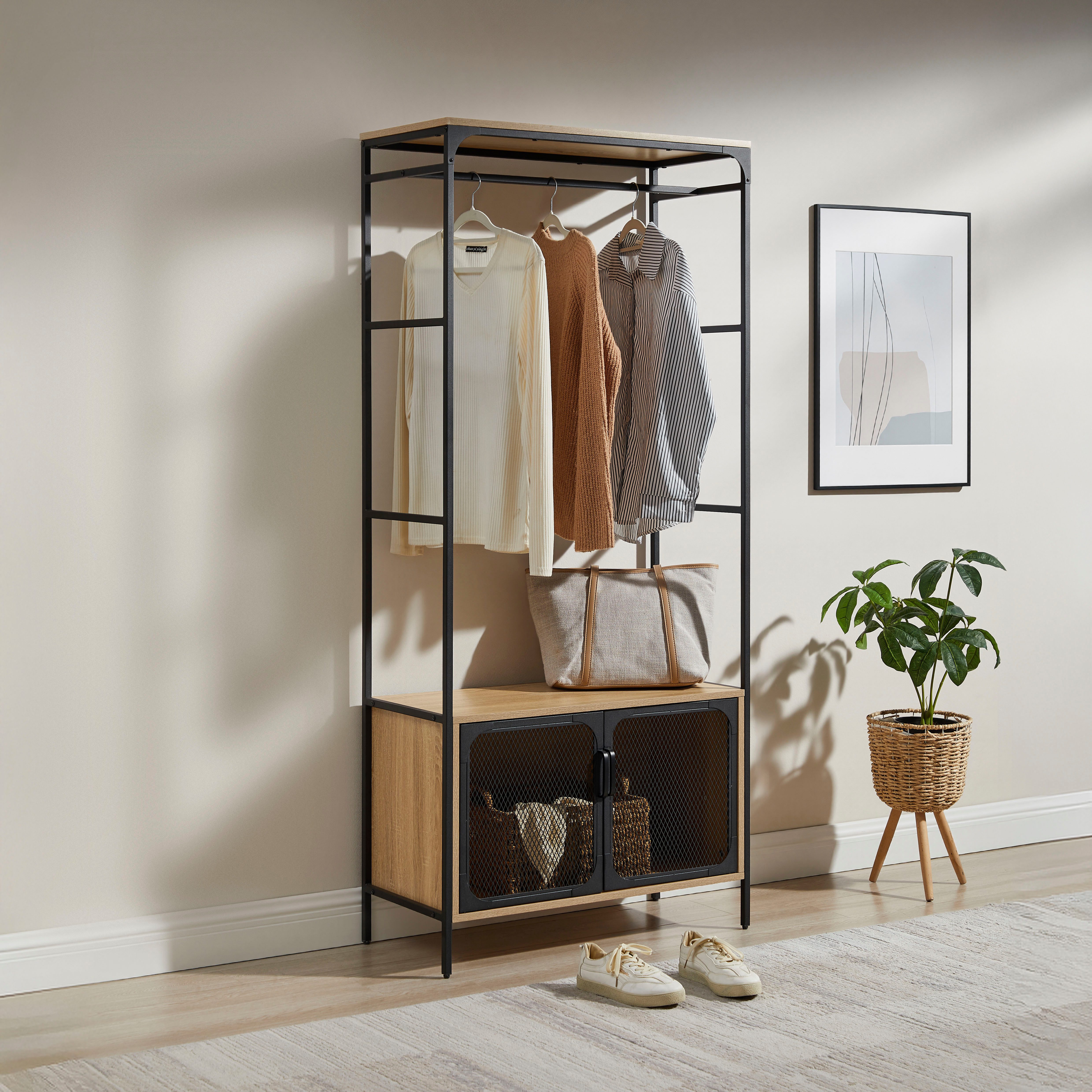 OTTO home Regal Amance, robust, natürliche Materialien, Metallgestell, Höhe 177 cm