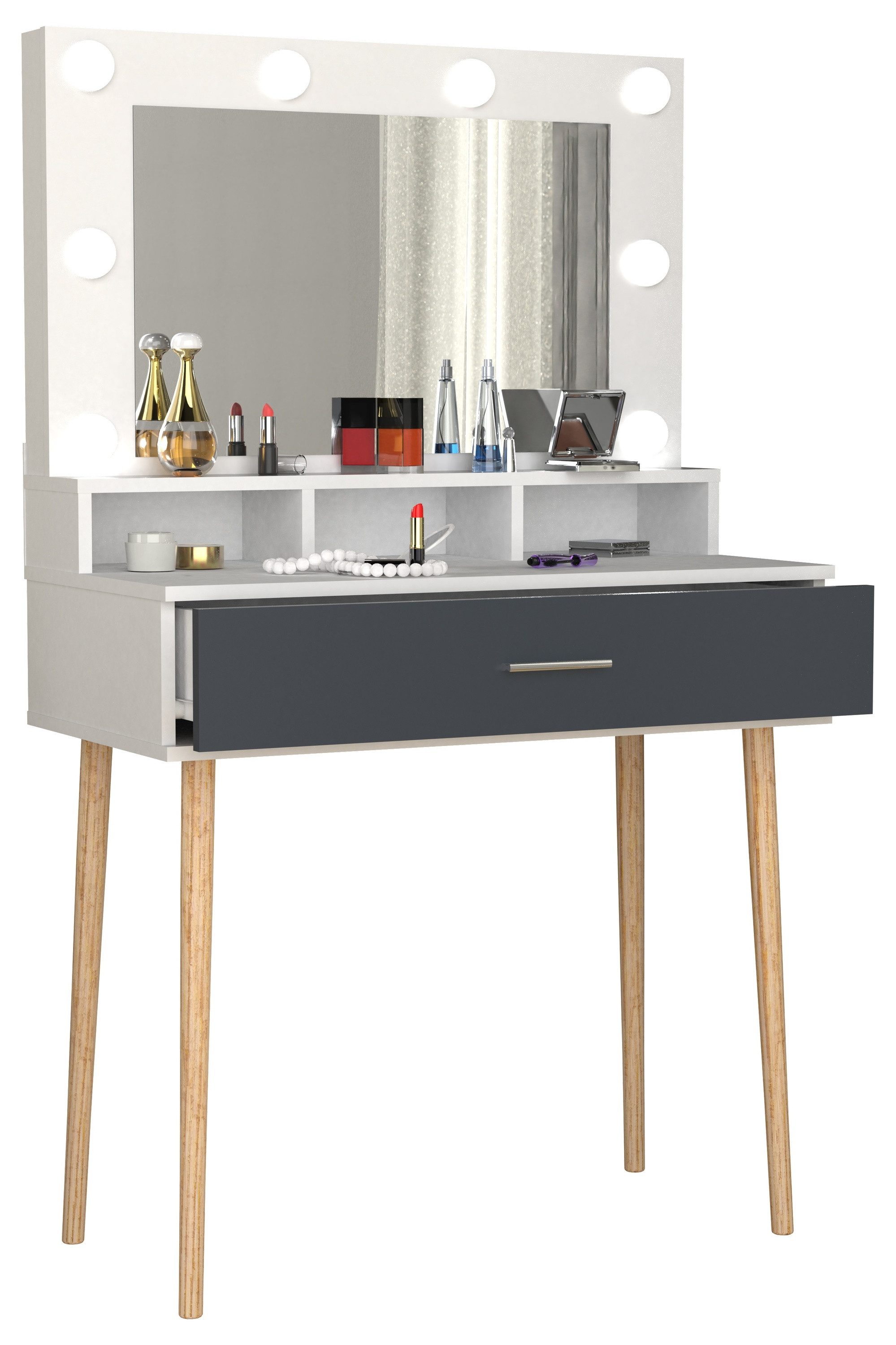 VCM Schminktisch Lindas 133x80x40cm, Frisiertisch, Schminkkommode