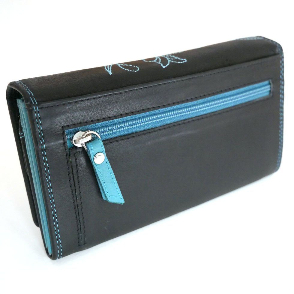 JOCKEY CLUB Geldbörse NICE FLOWERS, türkis, 9 Kartenfächer mit RFID-Schutz, günstig online kaufen