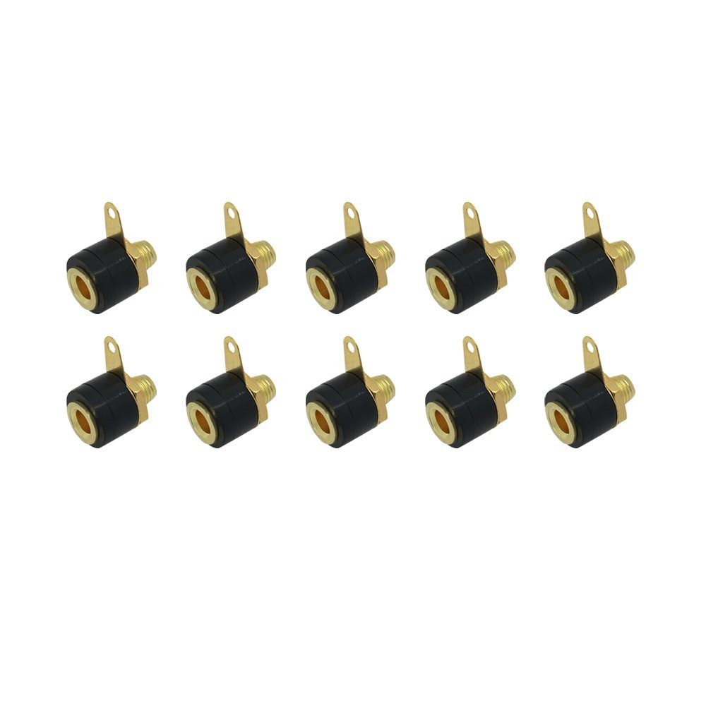 ARLI Bananen Stecker Buchse mit Lötfahne vergoldet 4 mm Audio-Adapter, 10x Bananenstecker + 10x Bananenbuchse schwarz