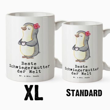 Mr. & Mrs. Panda Tasse Pinguin Beste Schwiegermutter der Welt - Weiß - Geschenk, Danke, Gesc, XL Tasse Keramik, Großes Füllvolumen