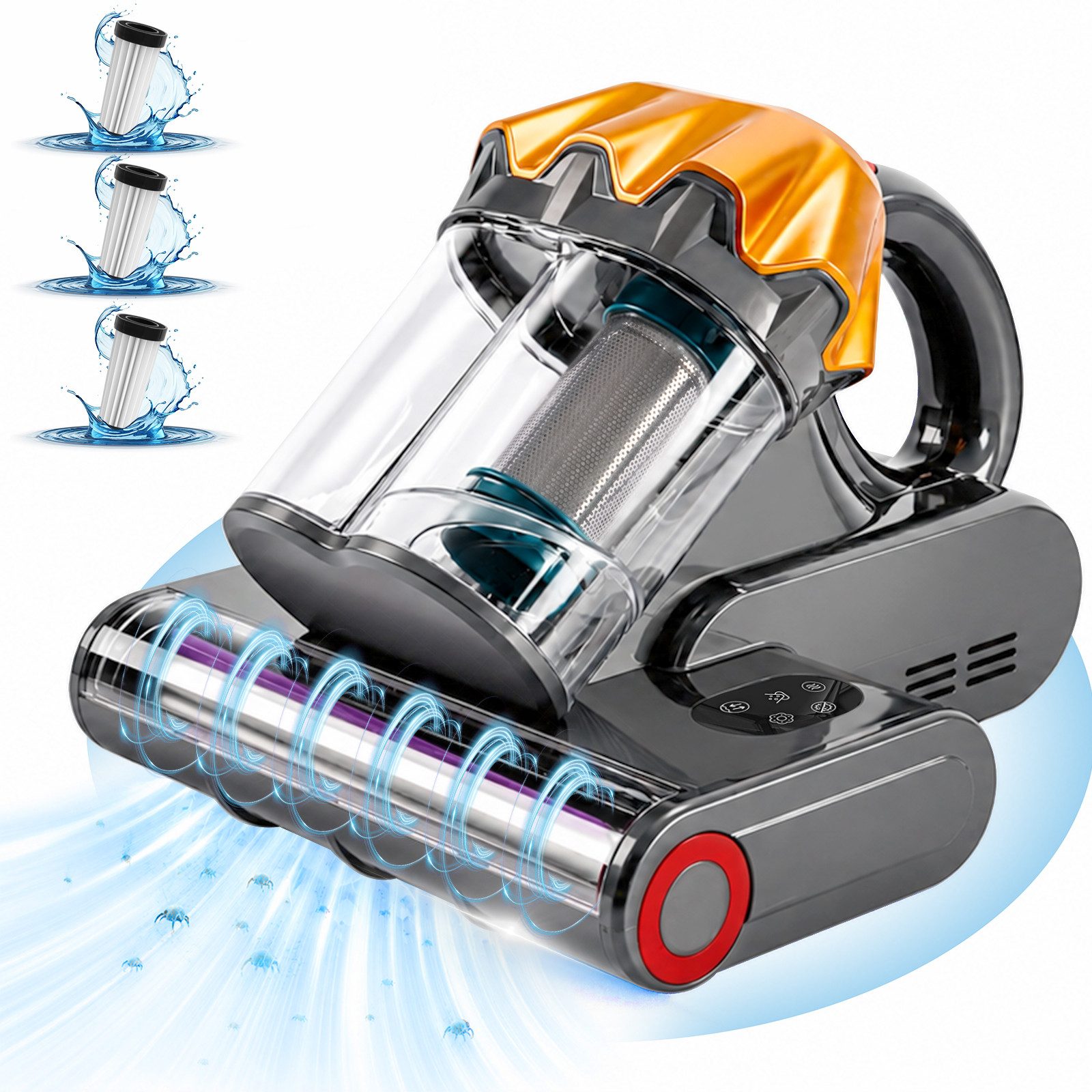 Grenintol Matratzenreinigungsgerät Matratzenreinigungsgerät M2 Milbensauger für Matratzen, 550 W, beutellos, Handliche Handheld-Bauweise für Matratzen, Sofas und Kissen