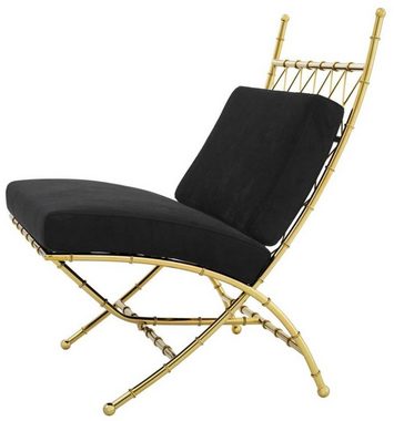 Casa Padrino Faltstuhl Luxus Klappstuhl Gold / Schwarz 75 x 81,5 x H. 92 cm - Luxus Möbel