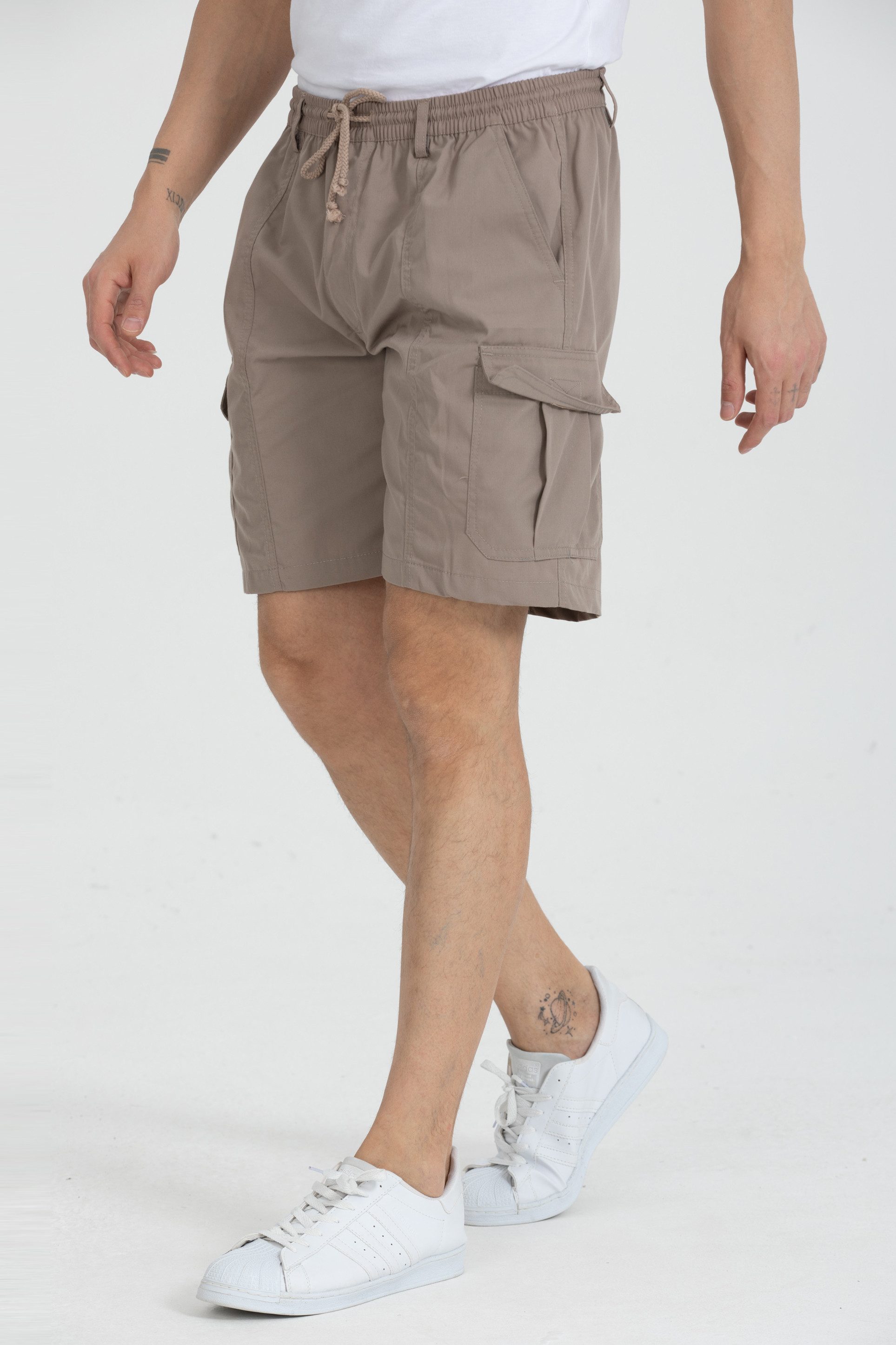 Kendindza Collection Cargoshorts Bermuda Herren Kurze Cargo Hose Schlupfhose Stretch Gummibund kurze hose Herren Cargoshorts Herren Sommer Stretch Gummibund