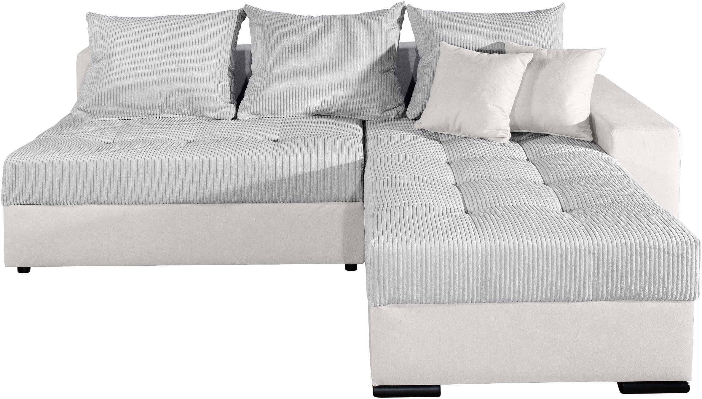 COLLECTION AB Ecksofa Josy L-Form, B: 214 cm in Cord, Cord-Mix, mit Bettfunktion, Bettkasten & 2 Zierkissen, Federkern