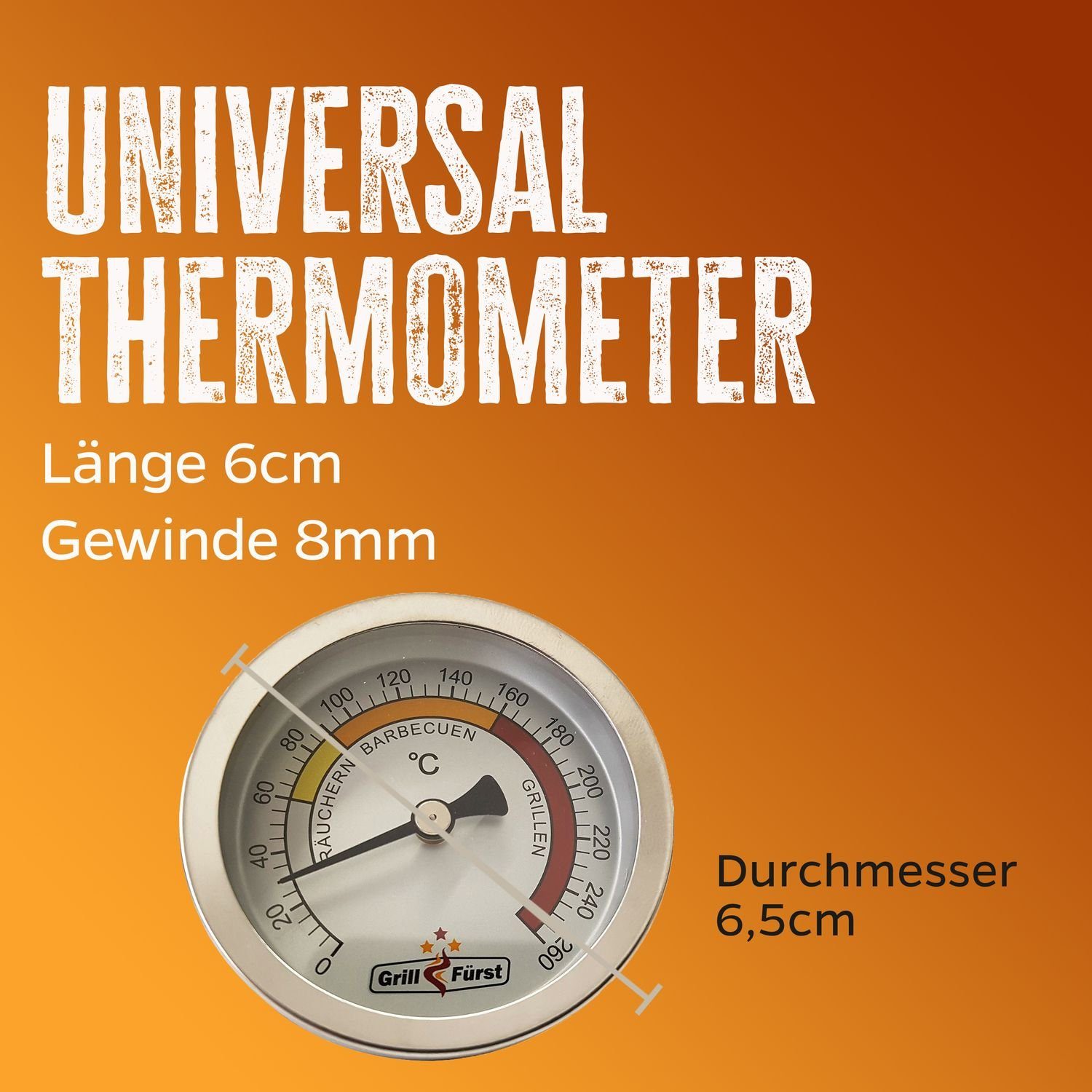 Grillfürst Grillthermometer Grillfürst Deckelthermometer - Grill Thermometer Therm260 (Therm 260)