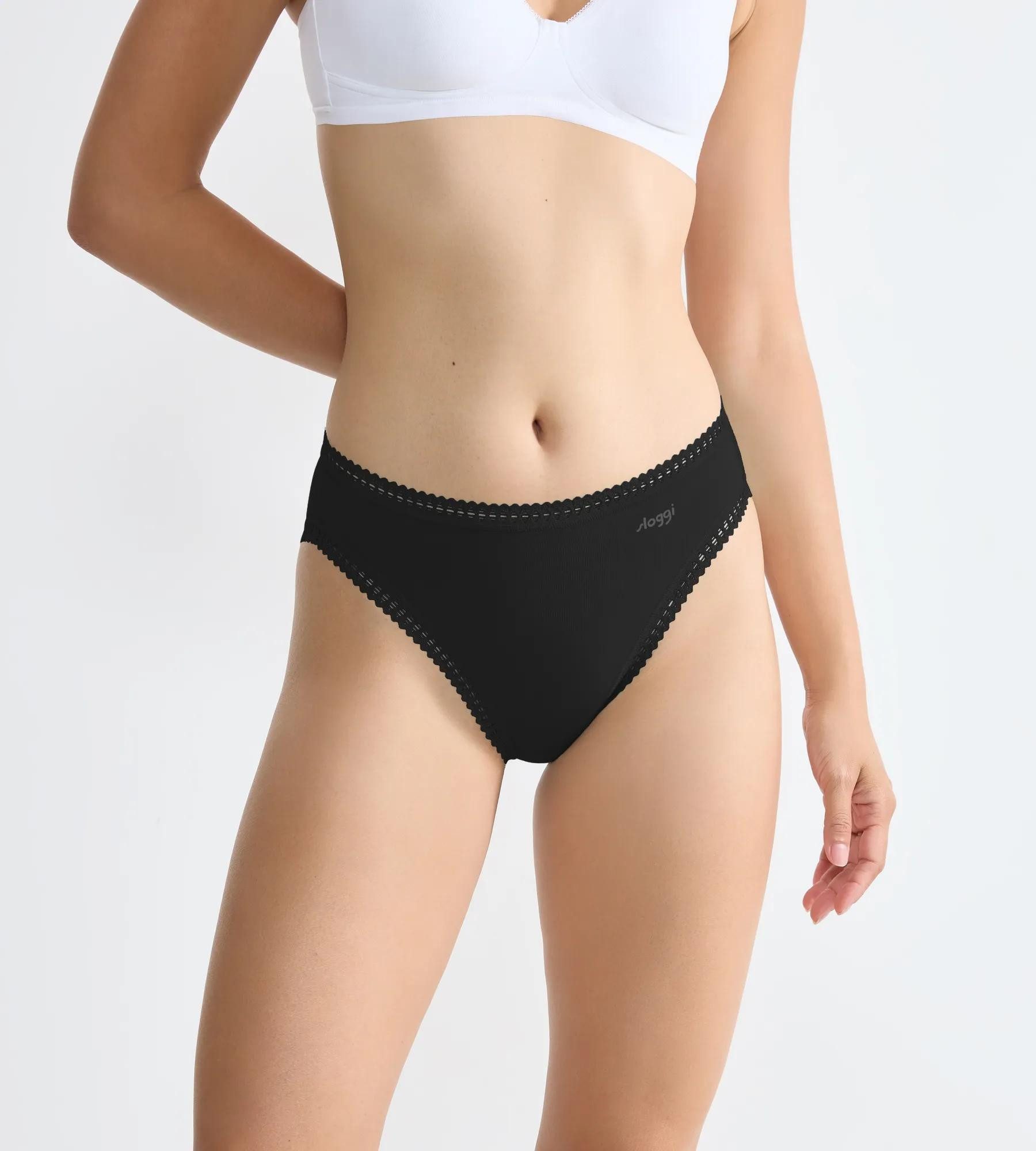 sloggi Slip GO Crush (3er Pack) mit Spitzendetails, Multipack, hoher Beinausschnitt