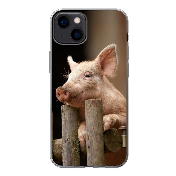 MuchoWow Handyhülle Schwein - Tier - Zaun Handyhülle Apple iPhone 13 Smartphone-Bumper Print Handy