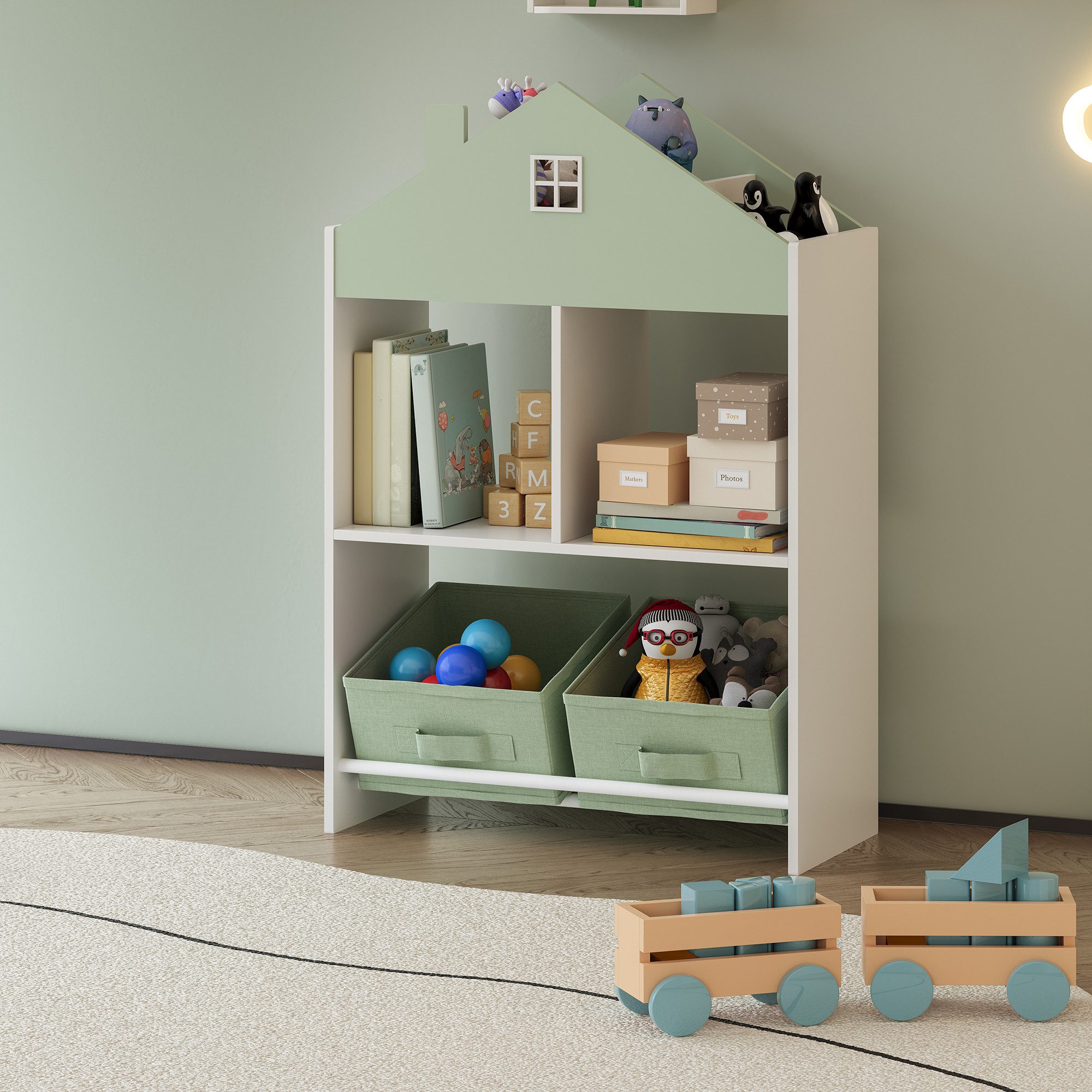 en.casa Kinderregal, »Vipsali« mit 2 Faltboxen günstig online kaufen