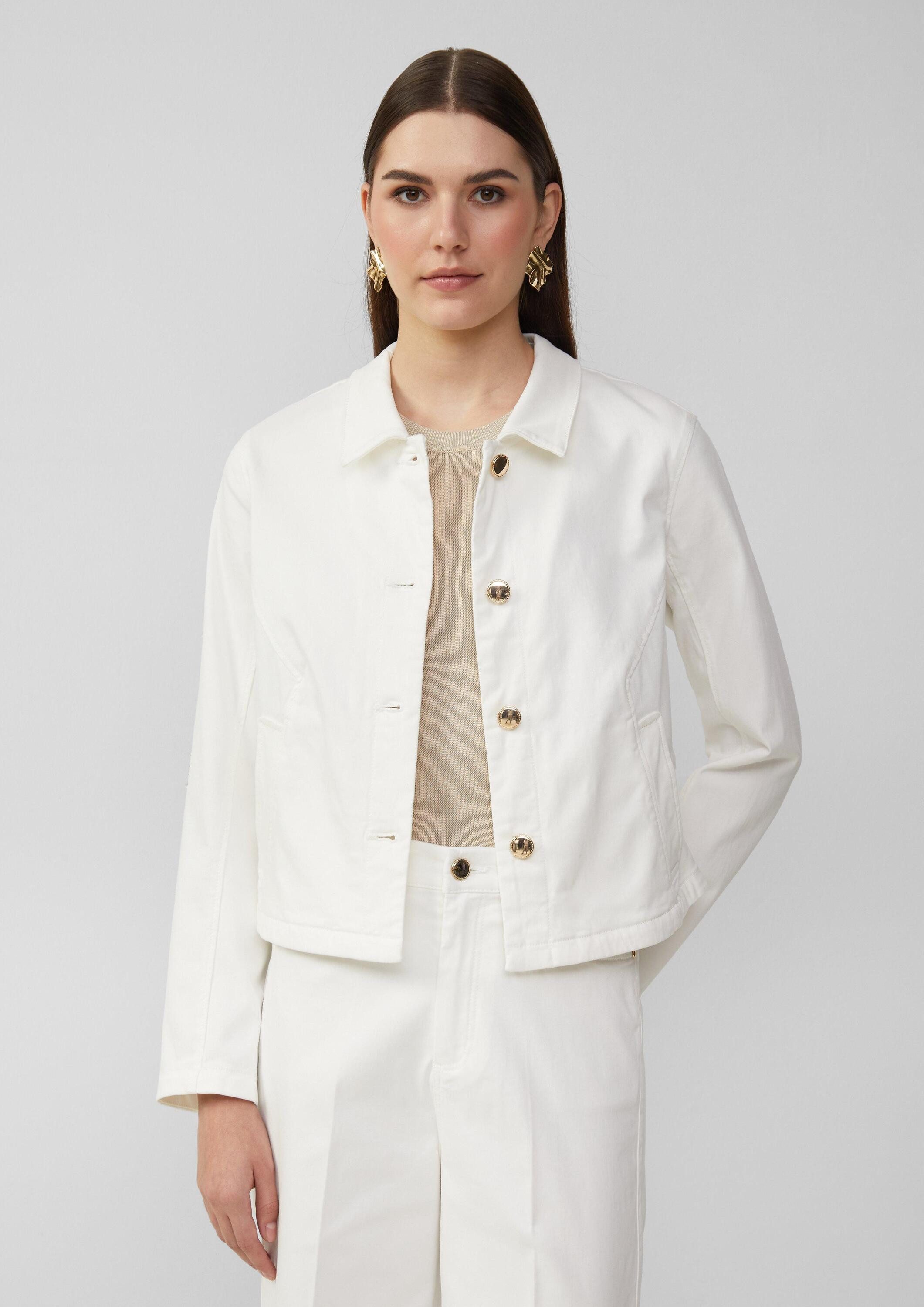 s.Oliver Funktionsjacke Indoor-Jacke Verkürzte Jeansjacke mit Hemdkragen