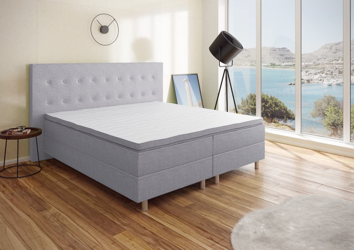 Best for You Boxspringbett Neo, mit Topper Silber | Silber