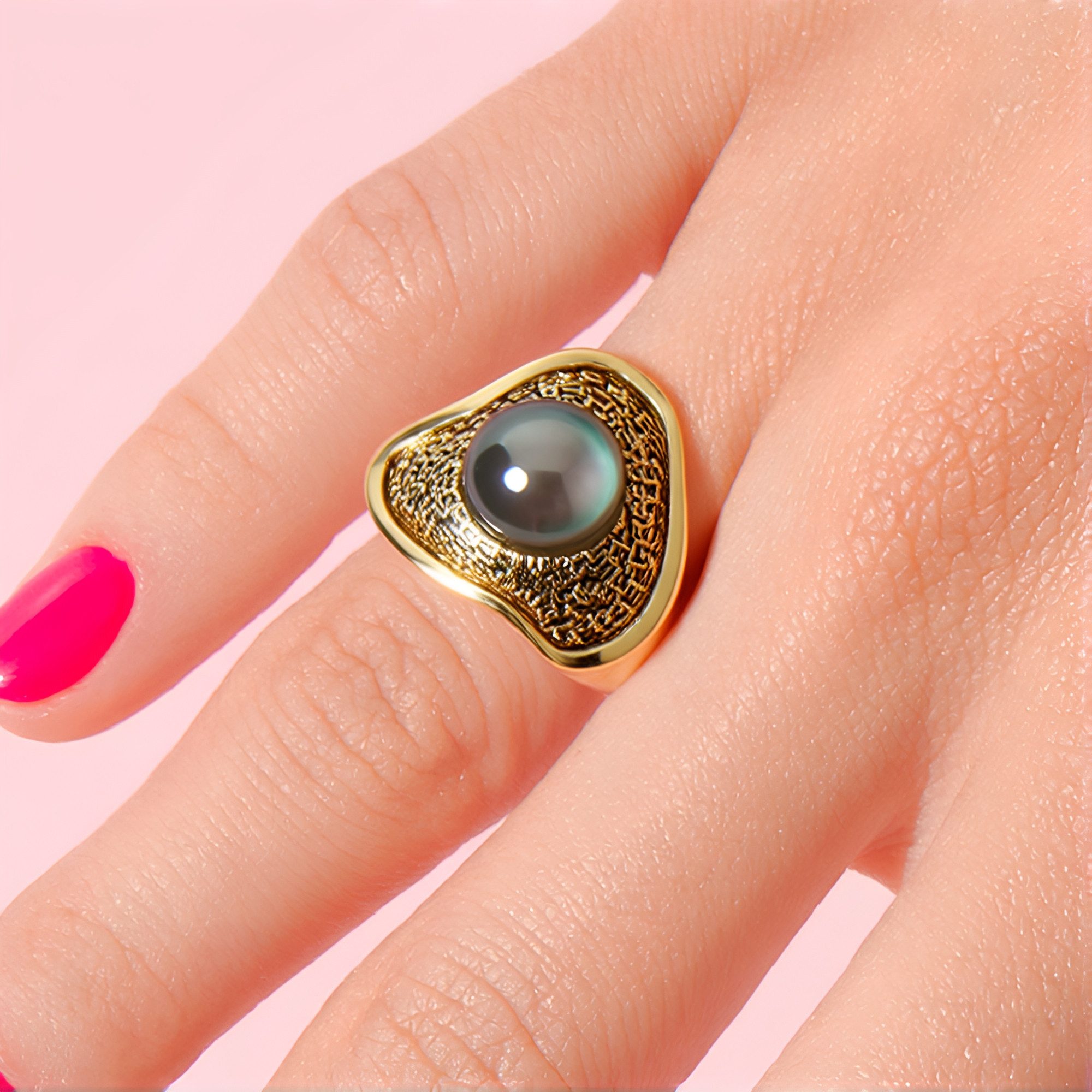 Cavill Perlenring Cavill Sterling Silberring mit 8 mm Tahiti-Perle, vergoldet, Damen (1-tlg)