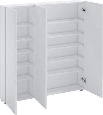 möbelando Schuhschrank SPAZIO (BxHxT: 110,2x115x18,6 cm) in weiß mit 3 Türen und 12 Fächern