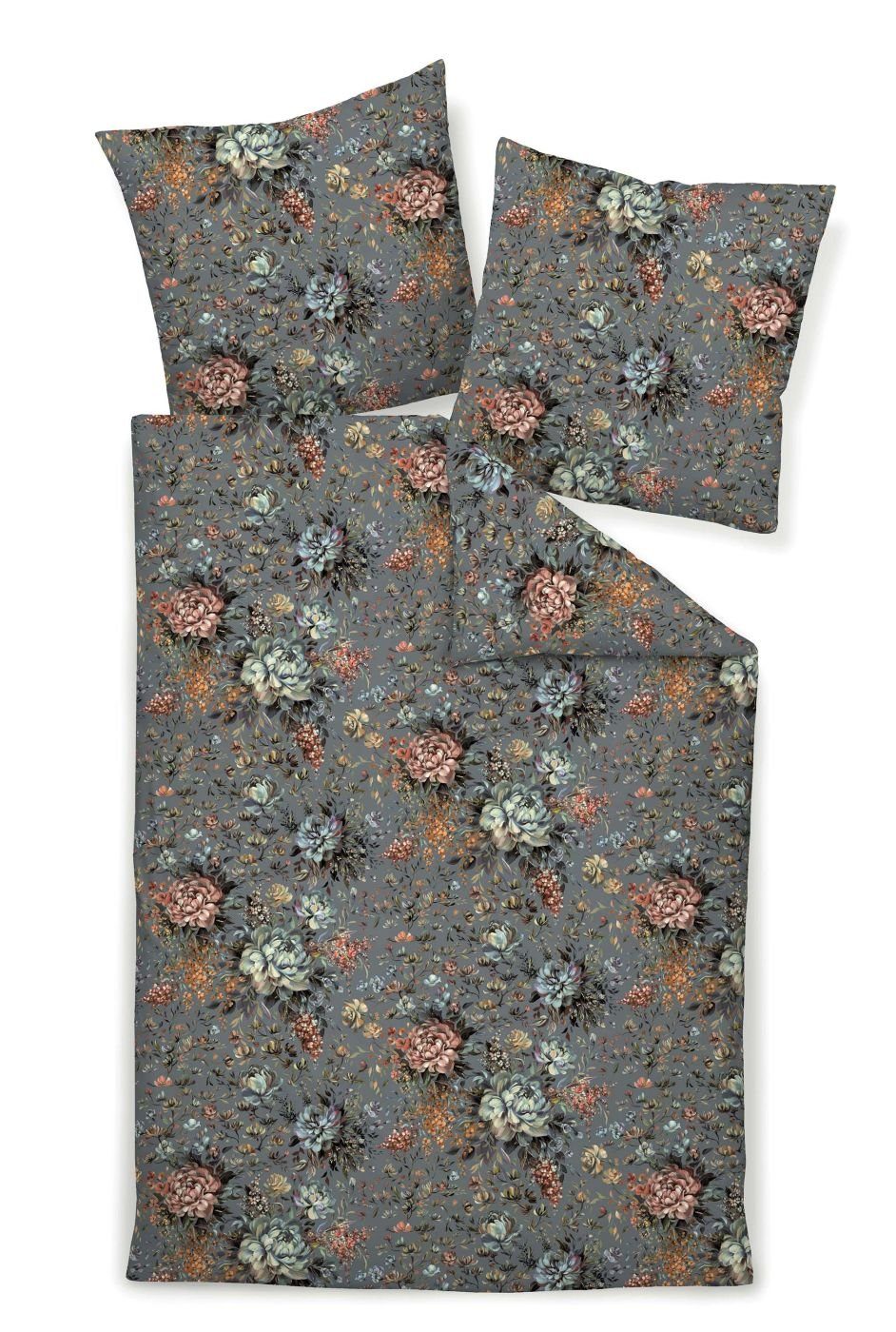 Janine Bettwäsche Interlock-Jersey Bettwäsche 155X220,80x80 CARMEN S blau, Baumwolle, 2 teilig, bettwäsche 135x200 baumwolle bettwäsche 135x200 mit reißverschluss