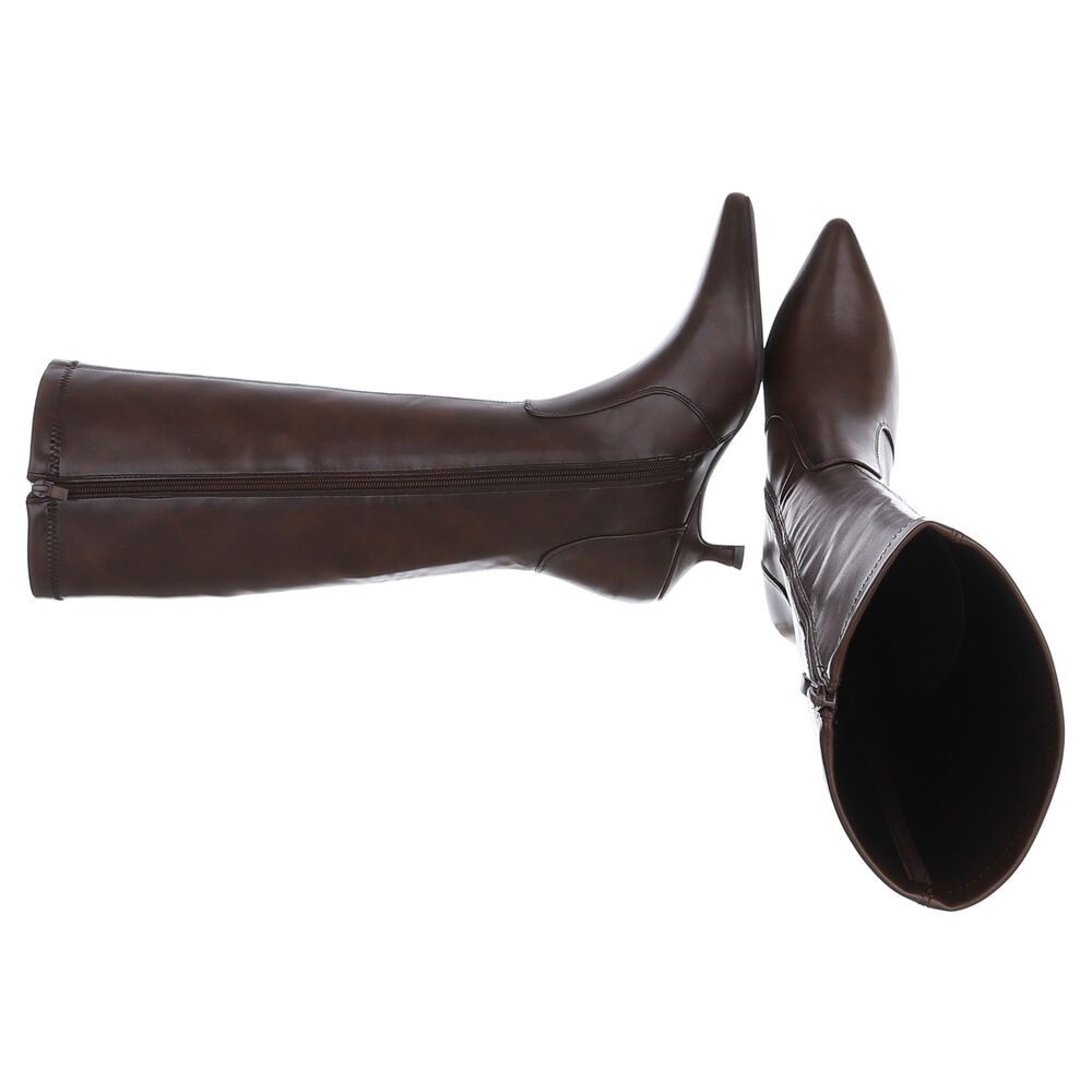 Ital-Design Elegante Stiefel mit Blockabsatz für Damen im Alltag Stiefel (90471384) Pfennig-/Stilettoabsatz Stiefel in Braun