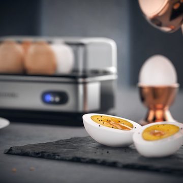 Arendo Frühstücks-Set (2-tlg), Edelstahl Wasserkocher 1,5l, 6er Eierkocher, Silber