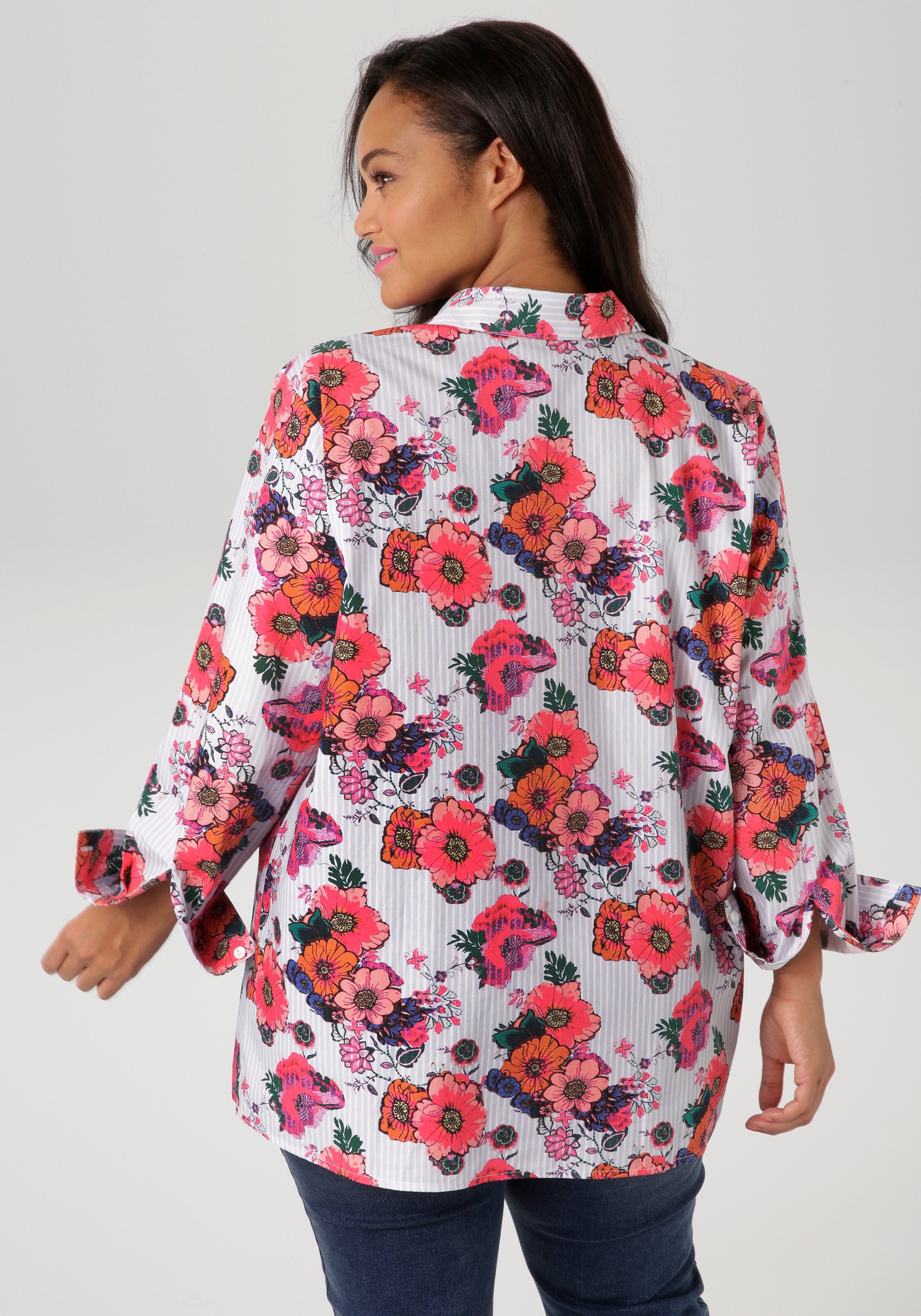 Aniston PLUS Hemdbluse mit trendigem Blumendruck günstig online kaufen