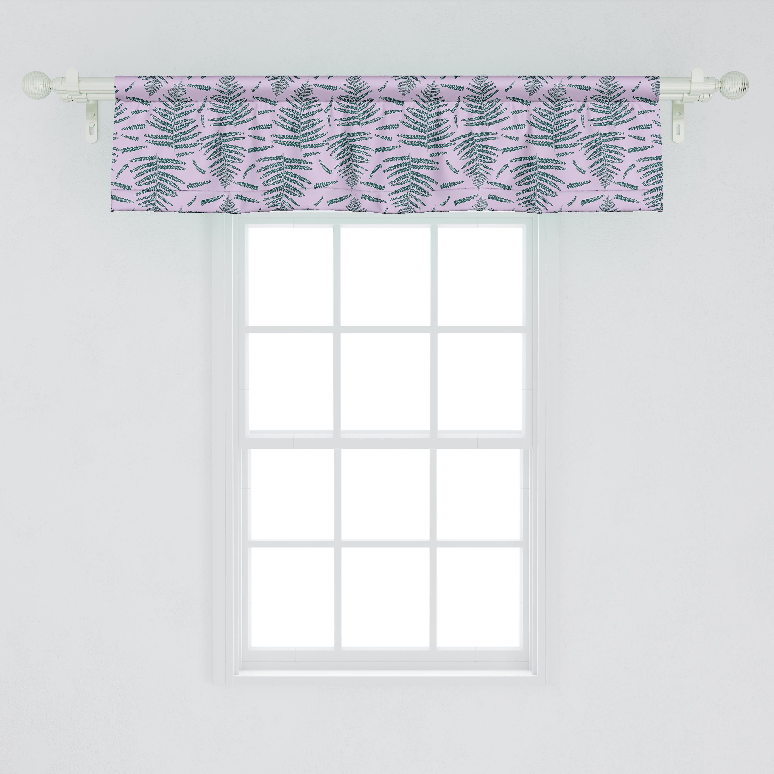 Abakuhaus, für Volant Stangentasche, Botanisch mit Microfaser, auf Dekor Vorhang Scheibengardine Farn-Blätter Küche Pastell Schlafzimmer