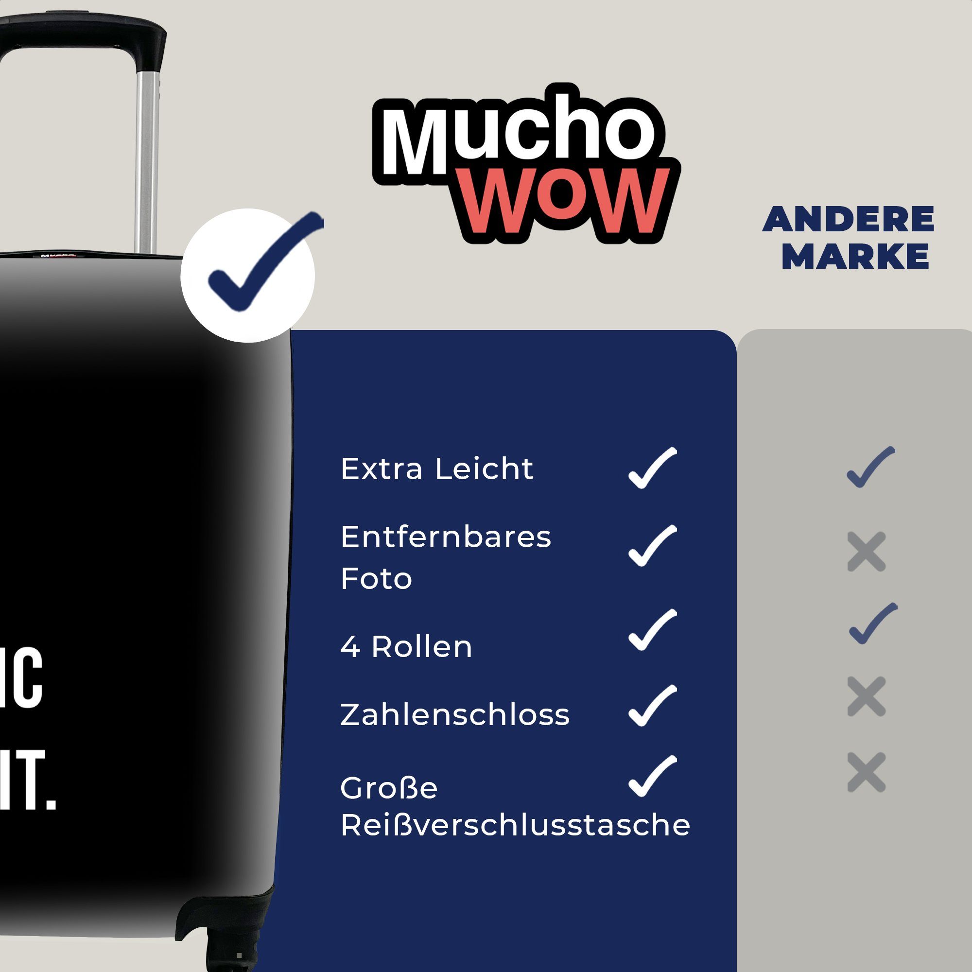 MuchoWow Handgepäckkoffer - Mach Rollen, mit Scheiß Reisetasche Ferien, Handgepäck Schwarz, rollen, epischen Trolley, - Reisekoffer für 4 Zitate