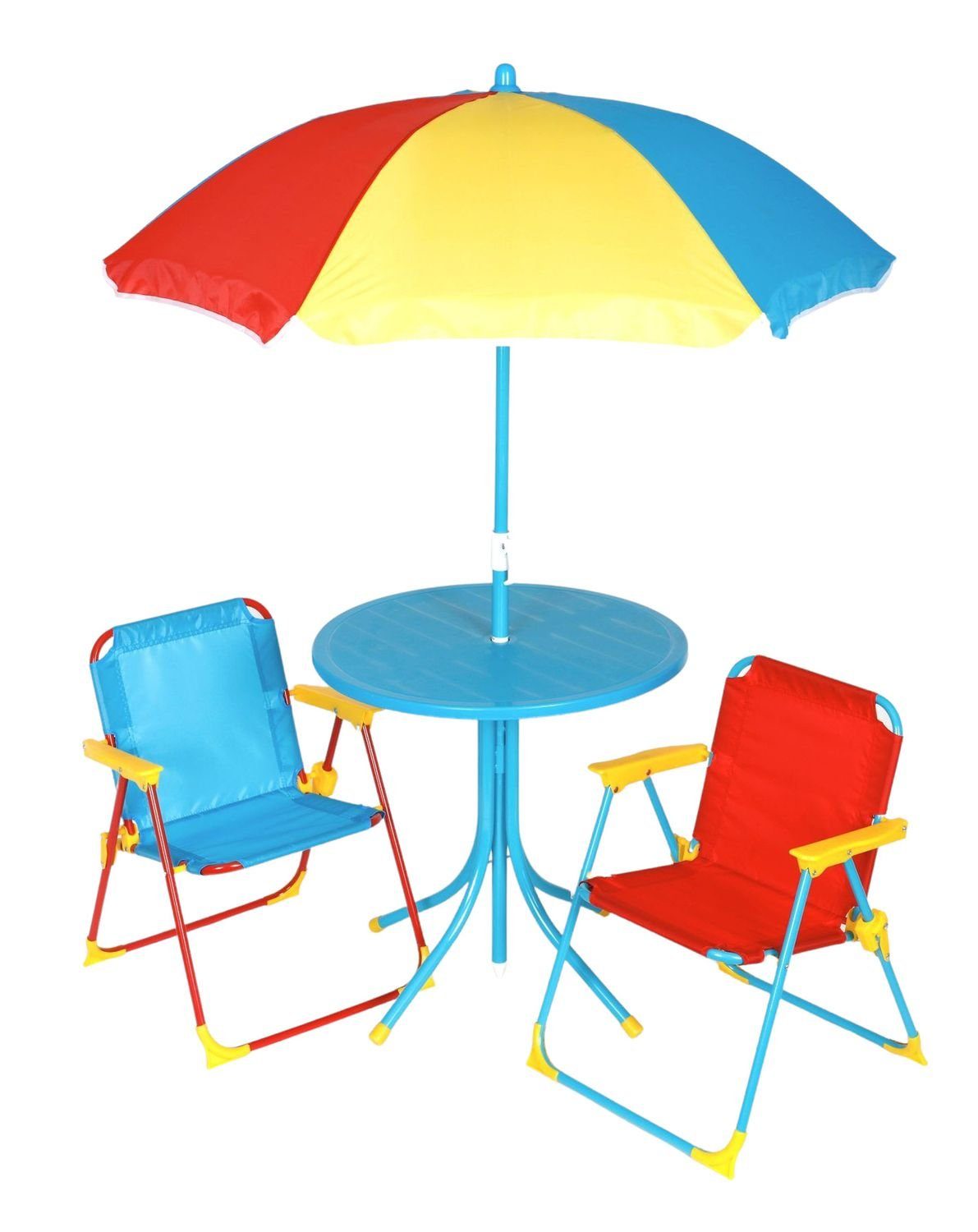 BURI Sitzgruppe Kinder Sitzgruppe Kindertisch Klappstühle Sonnenschirm Kindermöbel