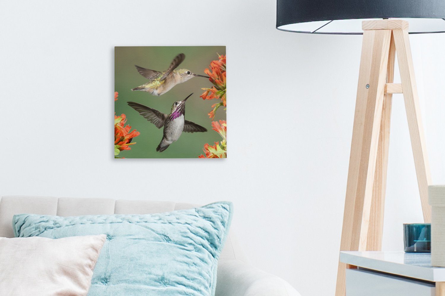 St), - (1 Blumen Kolibri - Wohnzimmer Leinwand für OneMillionCanvasses® Bilder Schlafzimmer Leinwandbild Orange,