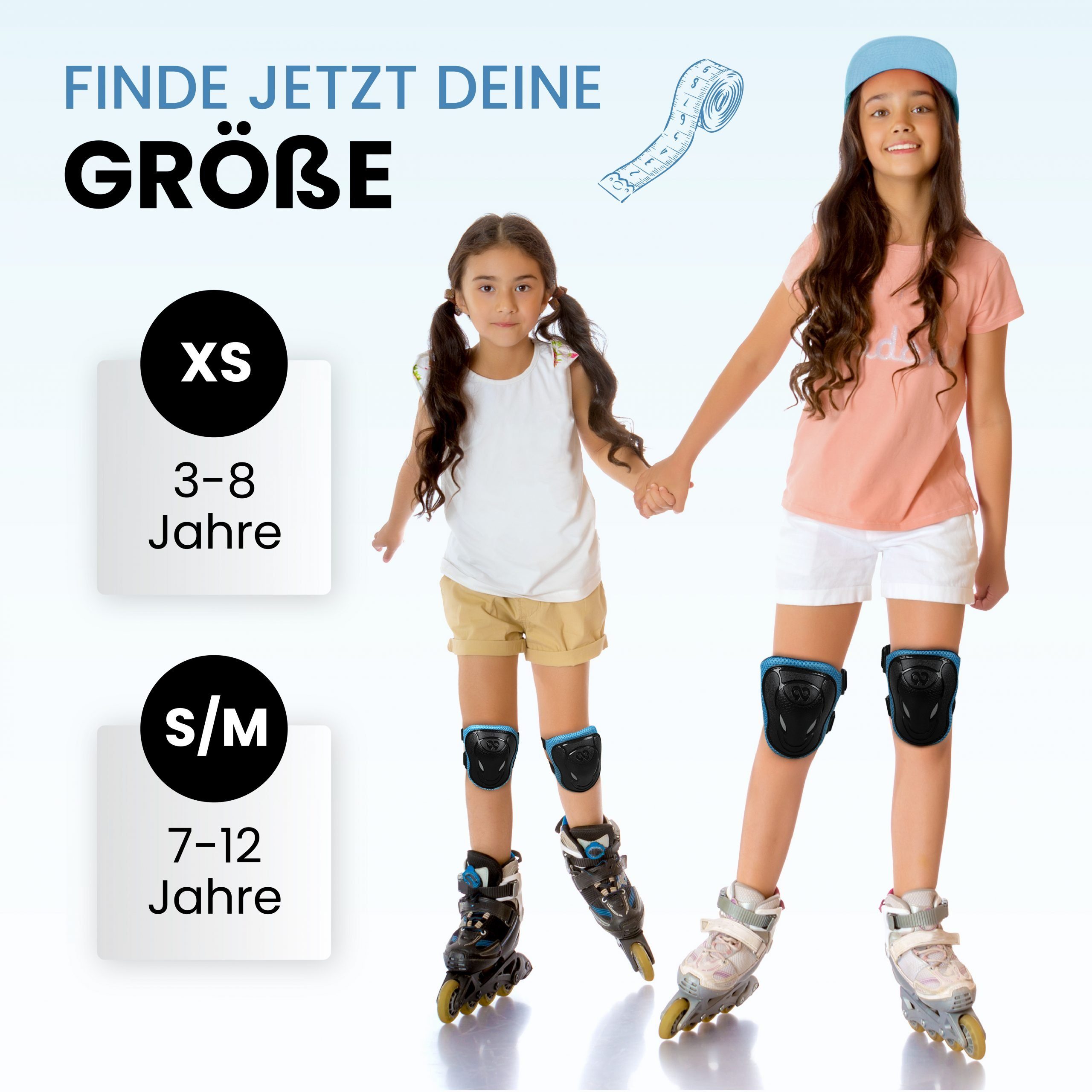 99FLIPS Protektoren-Set Inliner Schoner Kinder Protektoren Schützer Set mit Knieschoner (Skateboard Schutzausrüstung Geschenke für Kinder, 6-tlg., Knieschützer ab 3 Jahre mit Ellenbogenschoner & Handschonern), Skateboard Kinder ab 3 - Schlittschuhe für Kinder