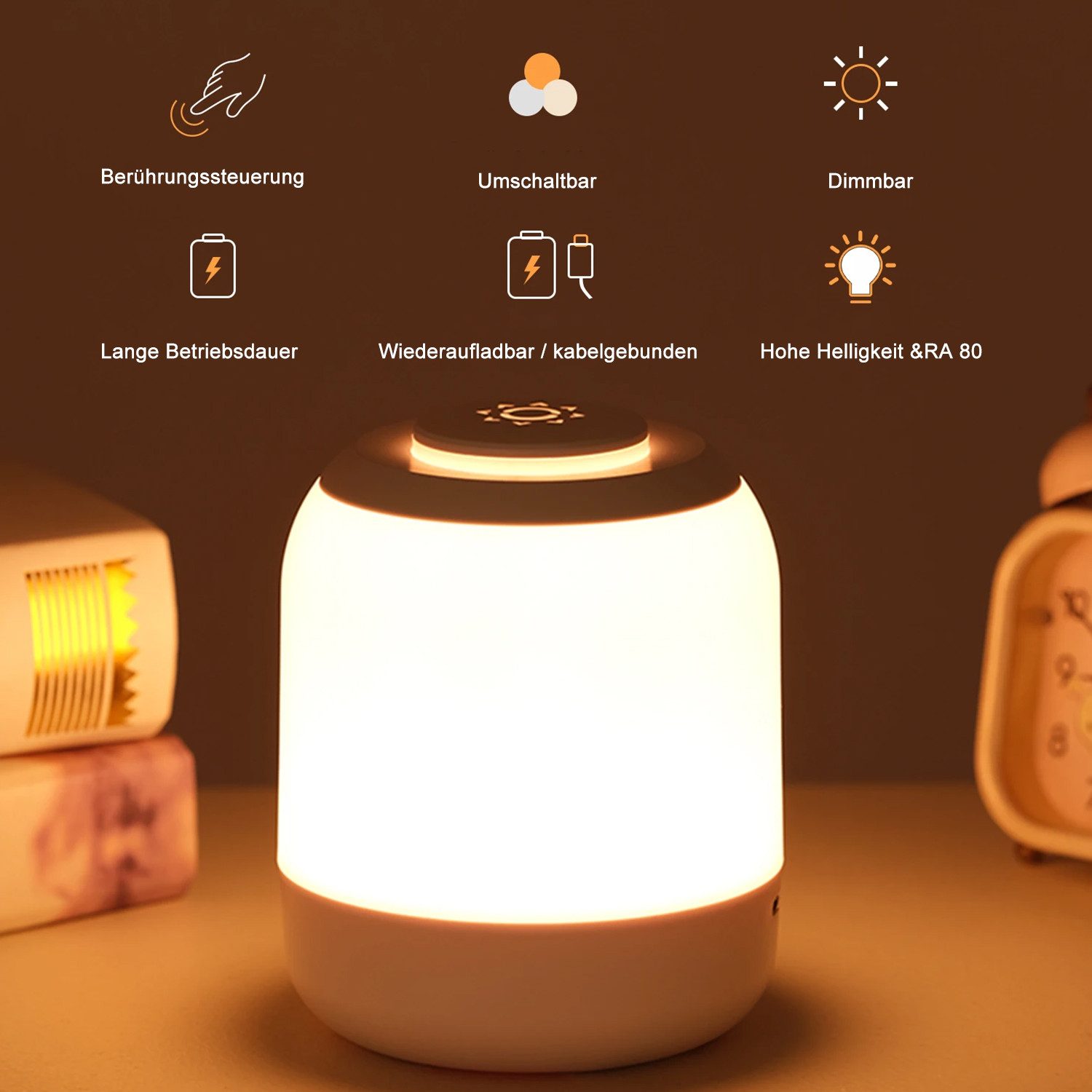 OYLCDI Nachttischlampe LED Nachttischlampe LED Nachtlicht, Dimmbar Atmosphä günstig online kaufen