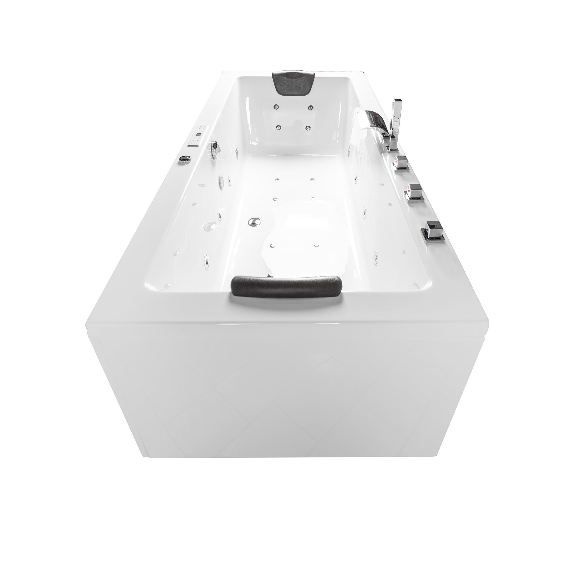 Basera® Whirlpool-Badewanne CLASSIC Indoor Whirlpool Badewanne Naxos 140 x 75 cm, (Komplett-Set), mit 24 Massagedüsen, Wasserfall, LED, Touchpanel, Bluetooth und Radio