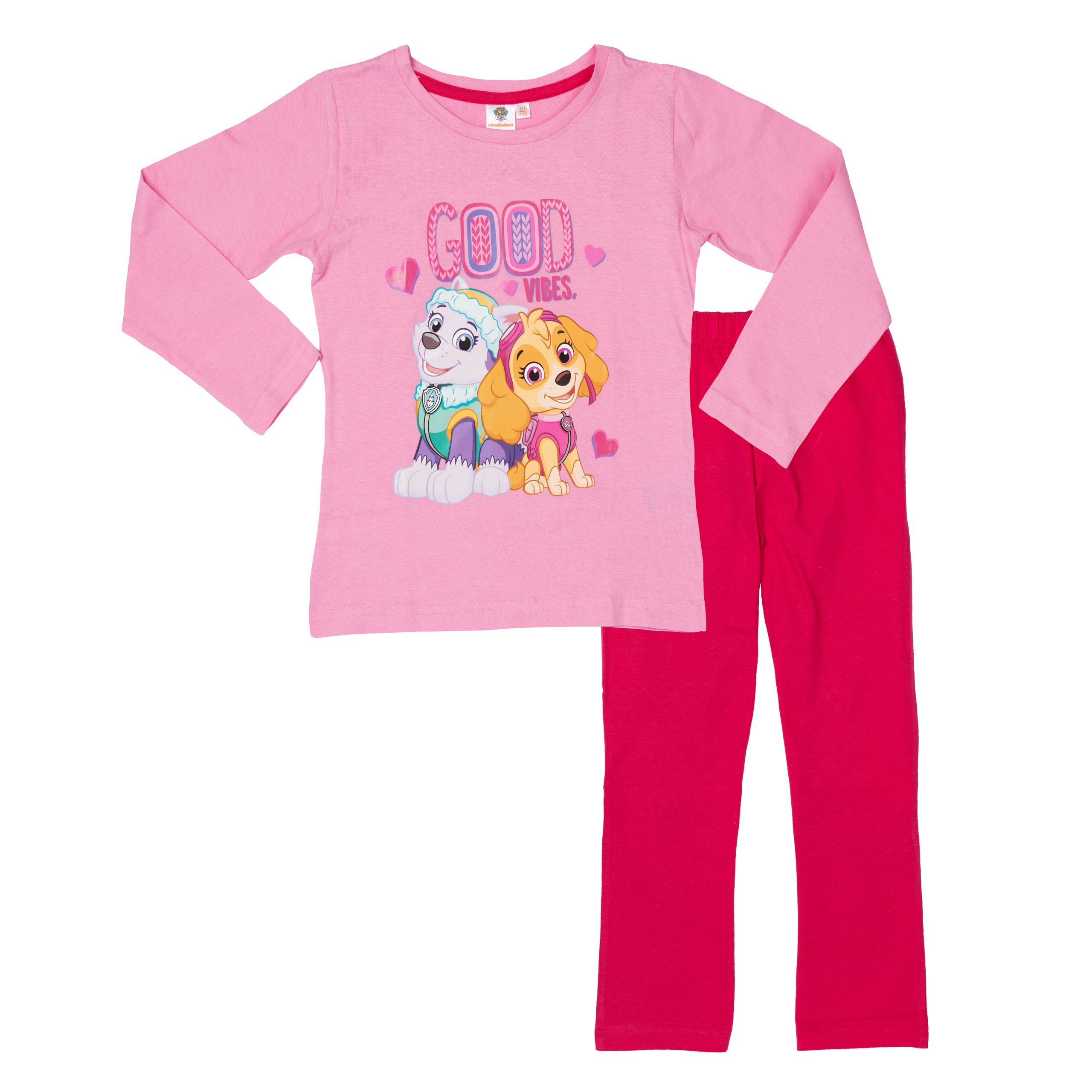 United Labels® Schlafanzug Paw Patrol Schlafanzug für Mädchen - Good Vibes - Rosa/Pink