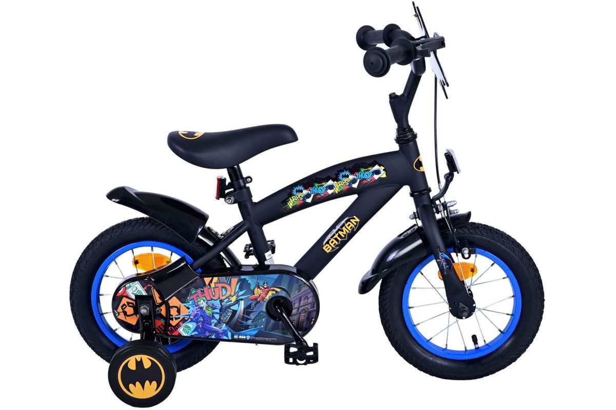 Volare Kinderfahrrad 12 Zoll Kinder Jungen Fahrrad Kinderfahrrad Rad Bike Batman 21130-SACB, 1 Gang, Rücktritt, Stützräder,Kettenschutz,Schutzbleche