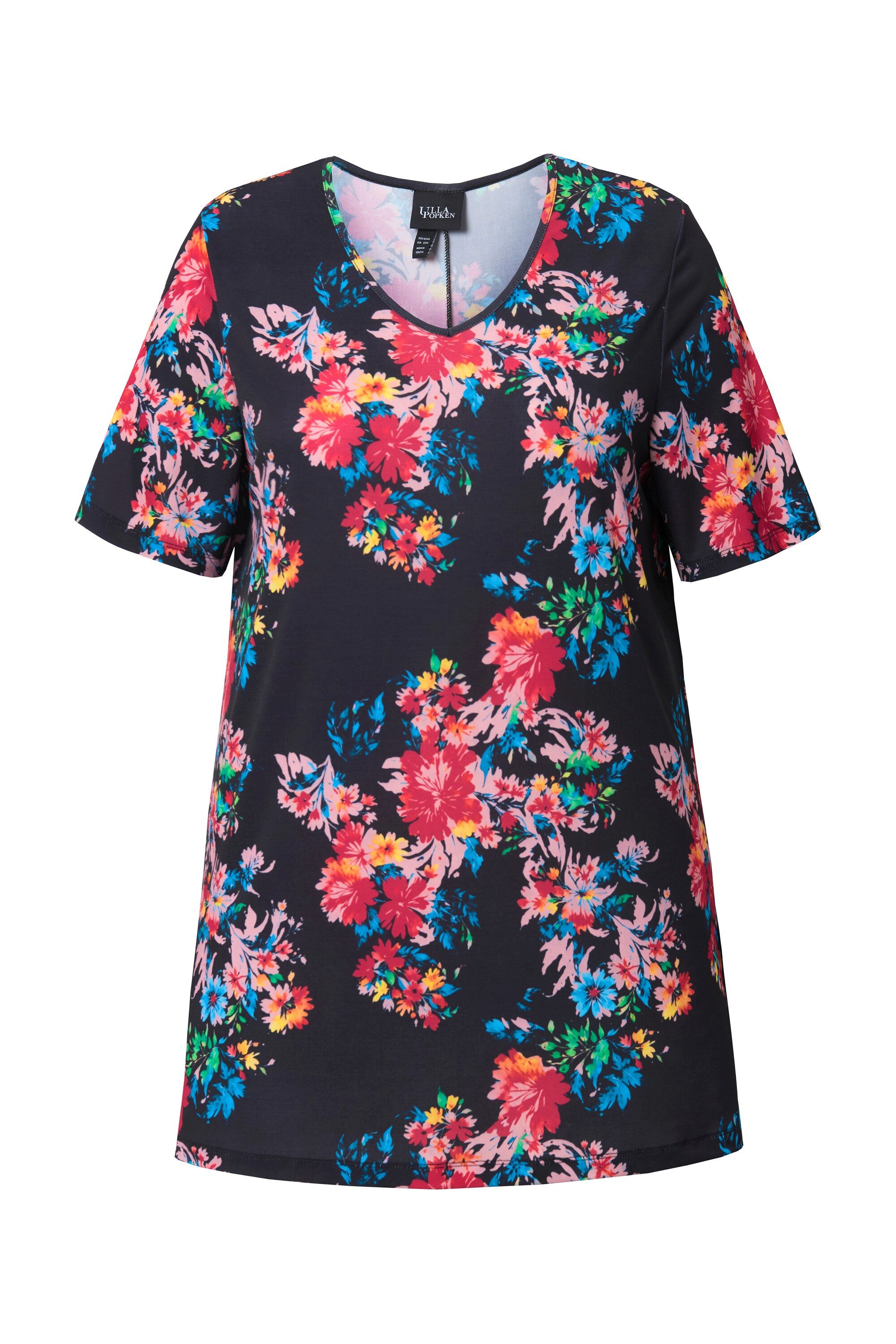 Ulla Popken Longshirt Longshirt A-Linie V-Ausschnitt günstig online kaufen