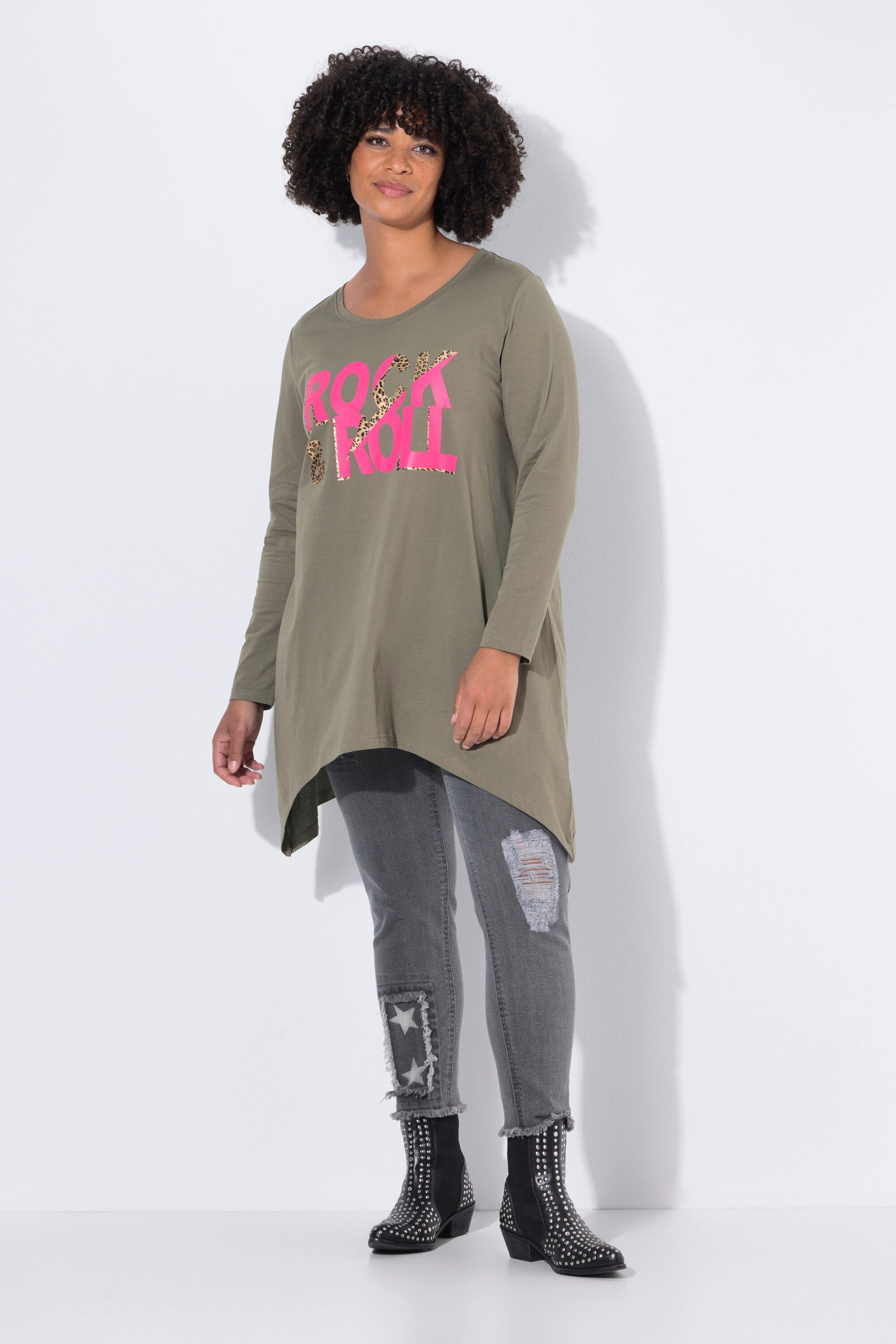 Angel of Style T-Shirt T-Shirt A-Linie Rock 'n Roll Zipfelsaum günstig online kaufen