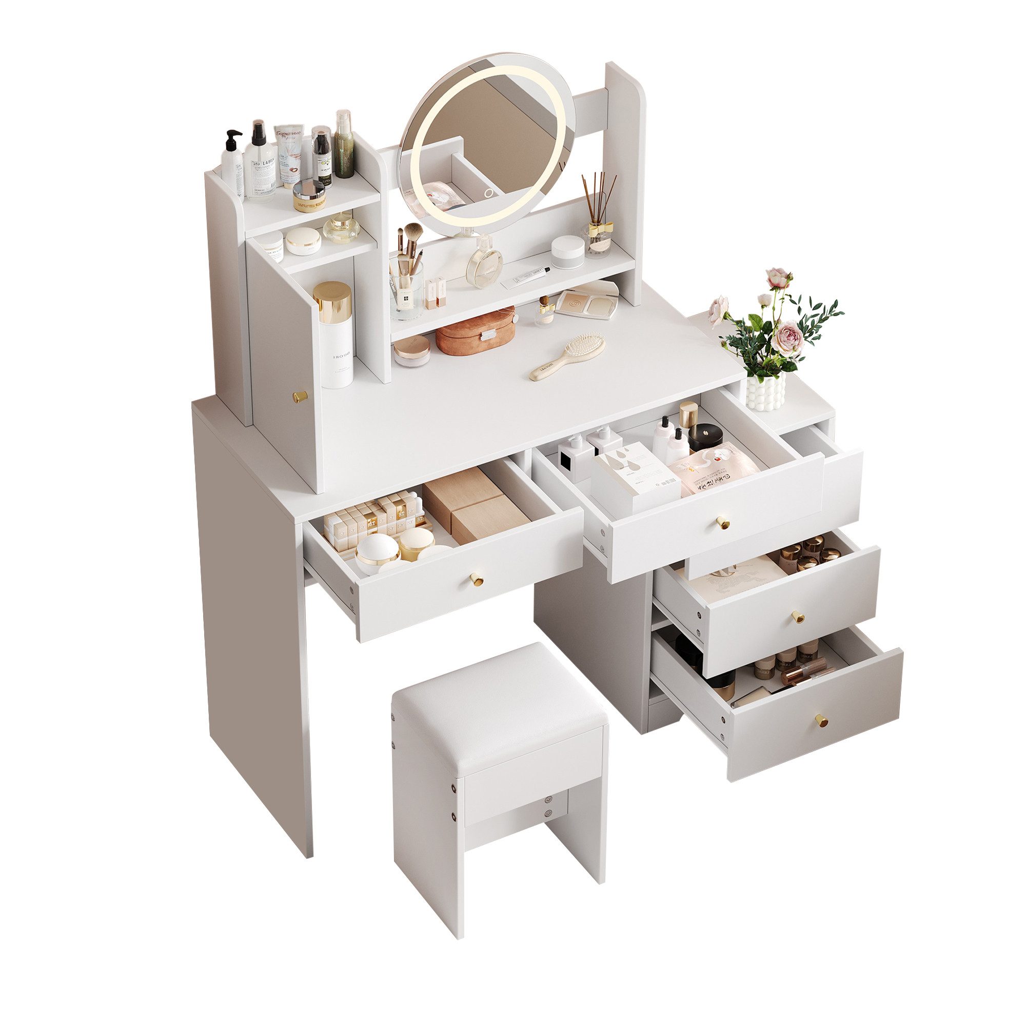 i@home Schminktisch mit LED-Beleuchtung, Weiß, B90* H132* T40 cm (inkl. 1 H günstig online kaufen