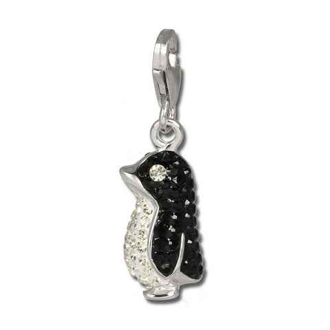 SilberDream Charm-Einhänger SilberDream schwarz Charm Pinguin Zirkonia (Charmsanhänger), Charmsanhänger Pinguin, 925 Sterling Silber, Farbe: weiß, schwarz