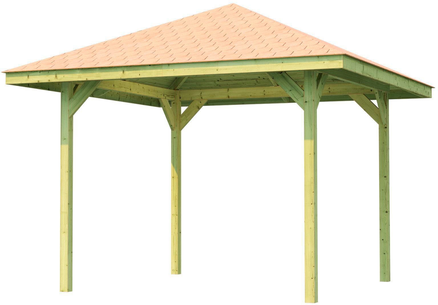 weka Pavillon Gartenoase 651 Gr.2, inkl. roten Dachschindeln, 19 mm Massivholzdach