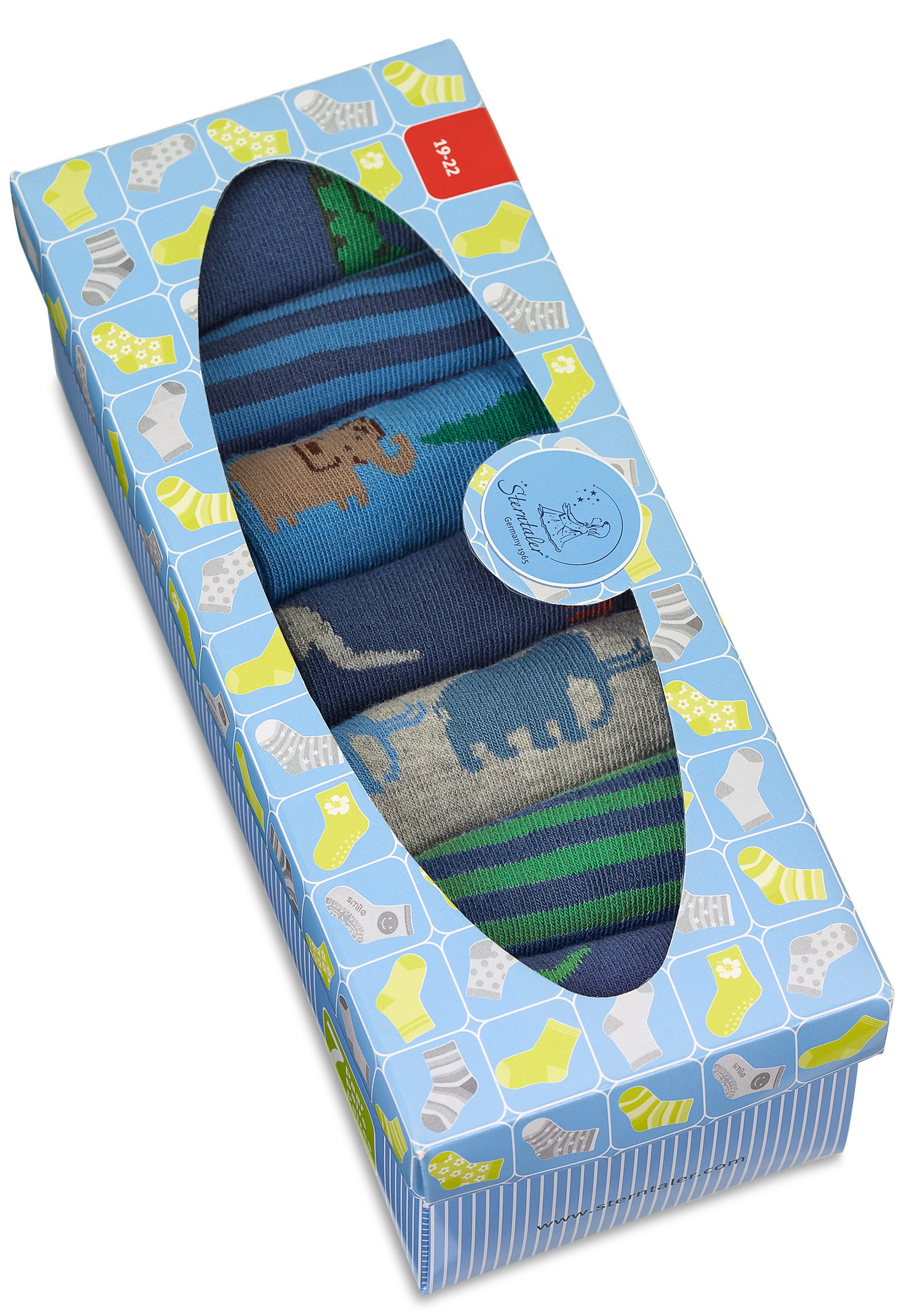 Sterntaler® Feinsöckchen Socken 7er-Box Wildnis (7-Paar, 7er-Pack) 7 Paar Jungensöckchen in Geschenkbox mit coolen Motiven – Bild 3 von 3