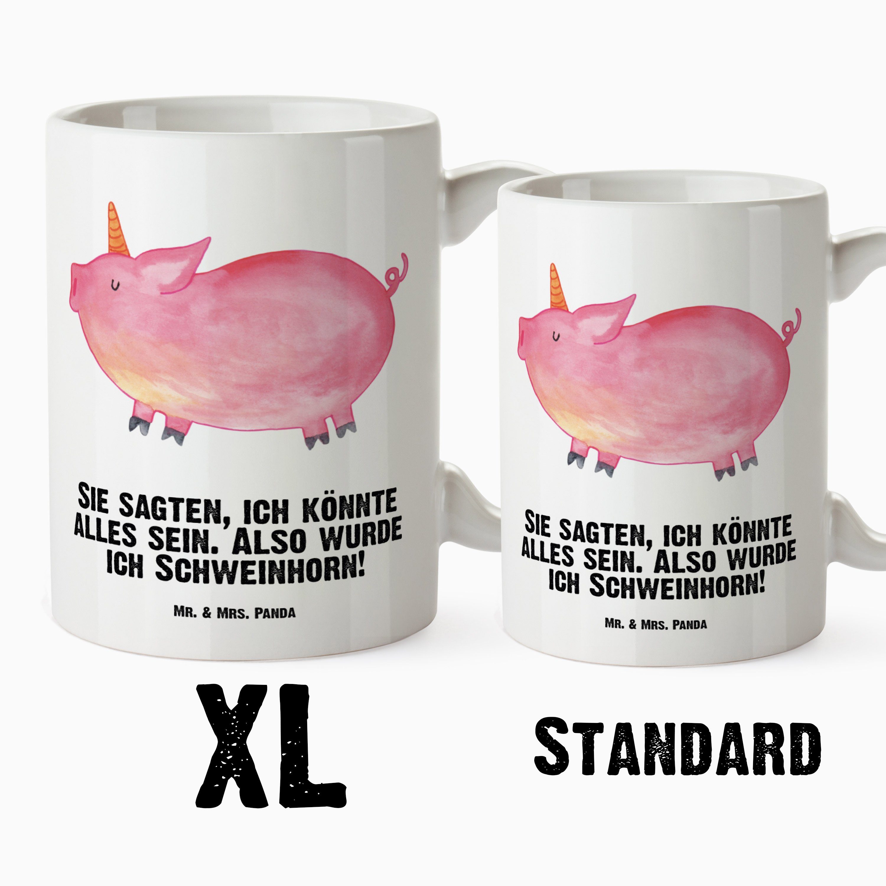 Tasse Einhorn Keramik Tasse, Teetasse, XL & Panda Mr. - Mrs. Tasse - Schweinhorn XL Jumbo Gros, Weiß Geschenk,