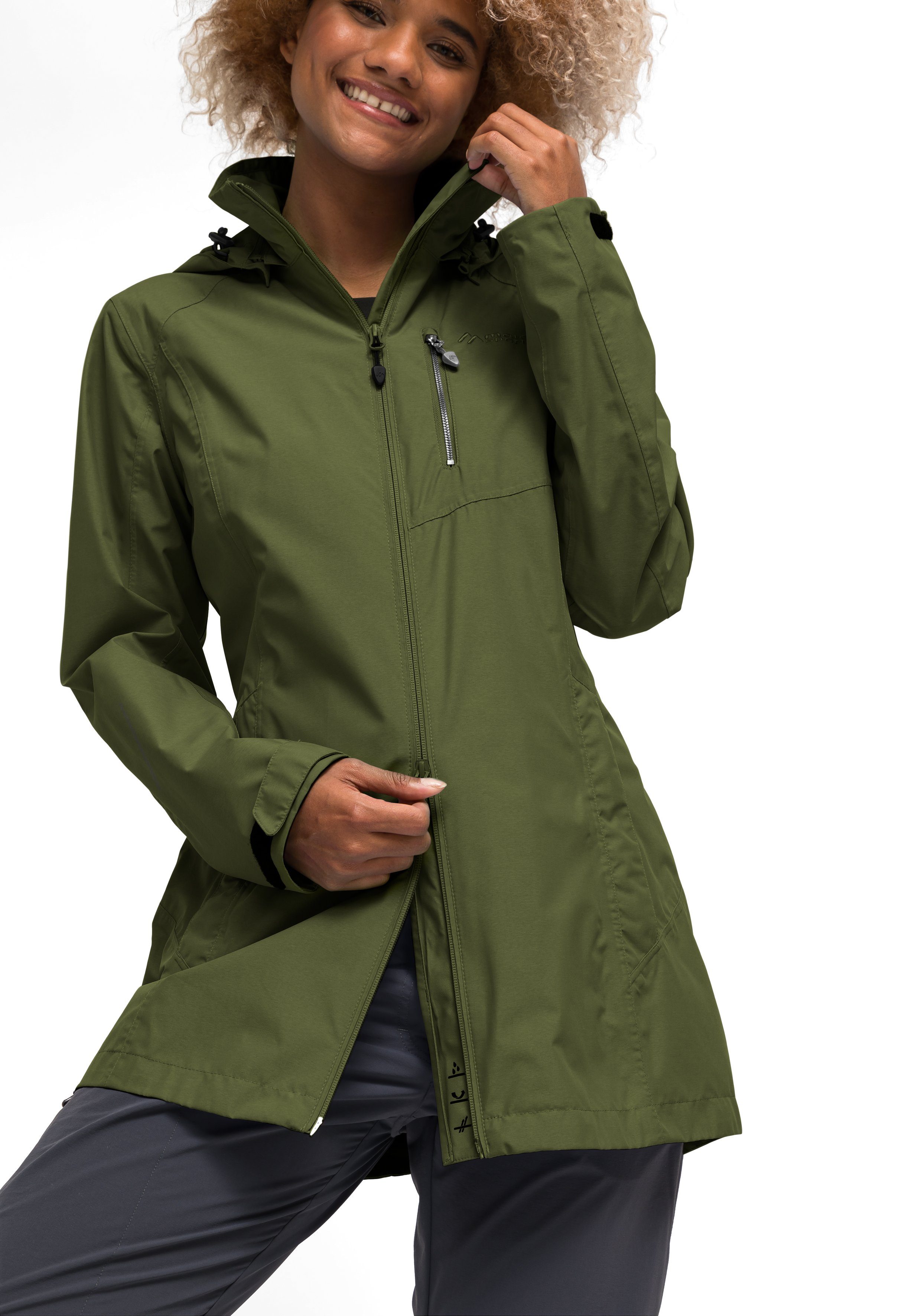Modischer Mantel Coat vollem Perdura Funktionsjacke W Maier Sports moosgrün Wetterschutz mit