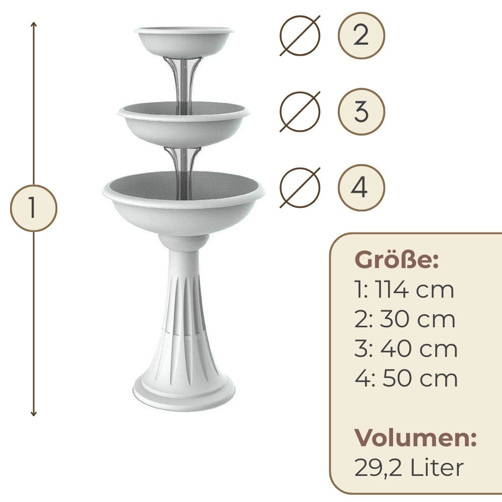 GarPet Pflanzschale Blumenständer mit 3 Schalen Pflanzturm Pflanzsäule Blumenständer Hoch