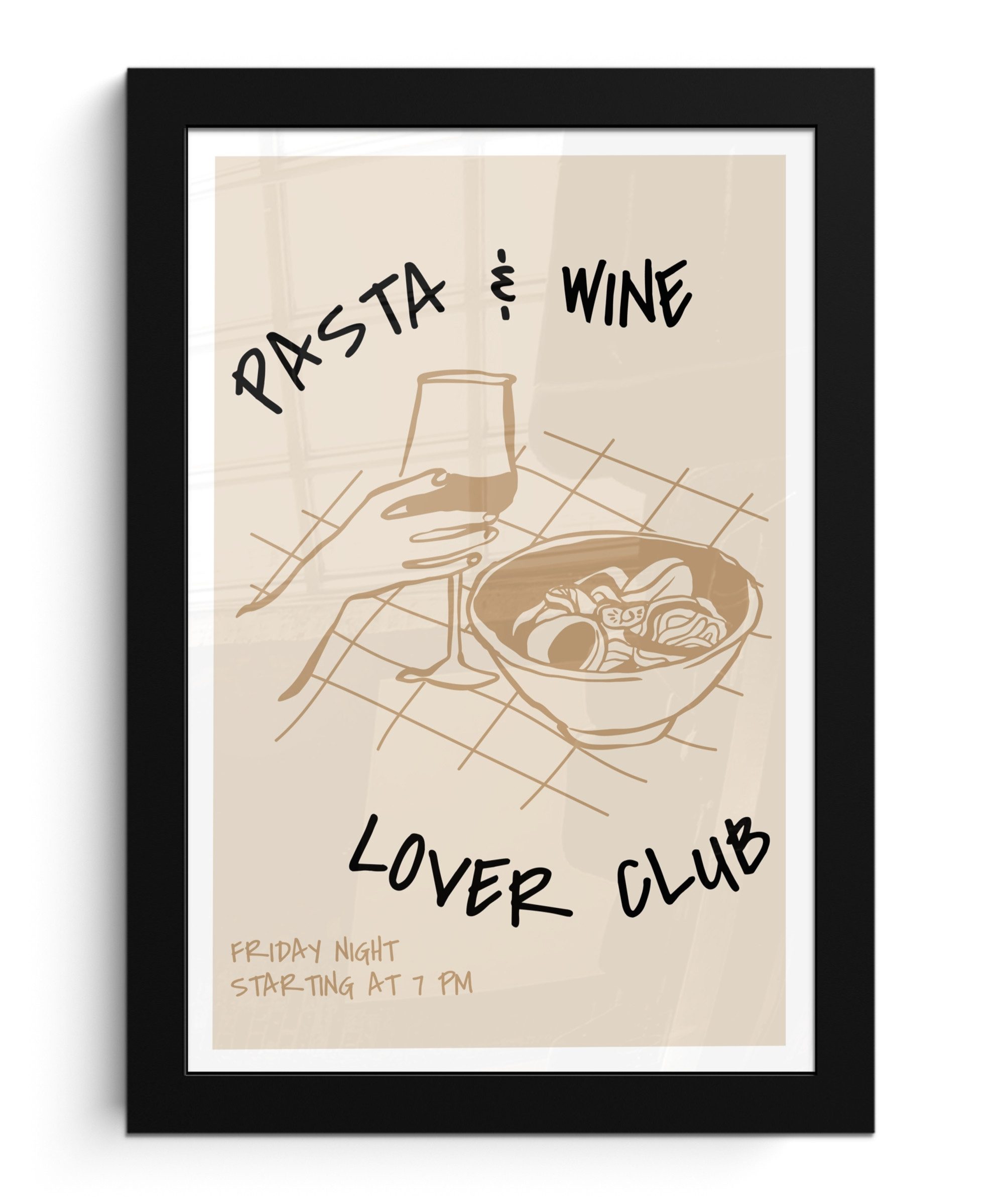 MuchoWow Poster Nudeln - Wein - günstig online kaufen