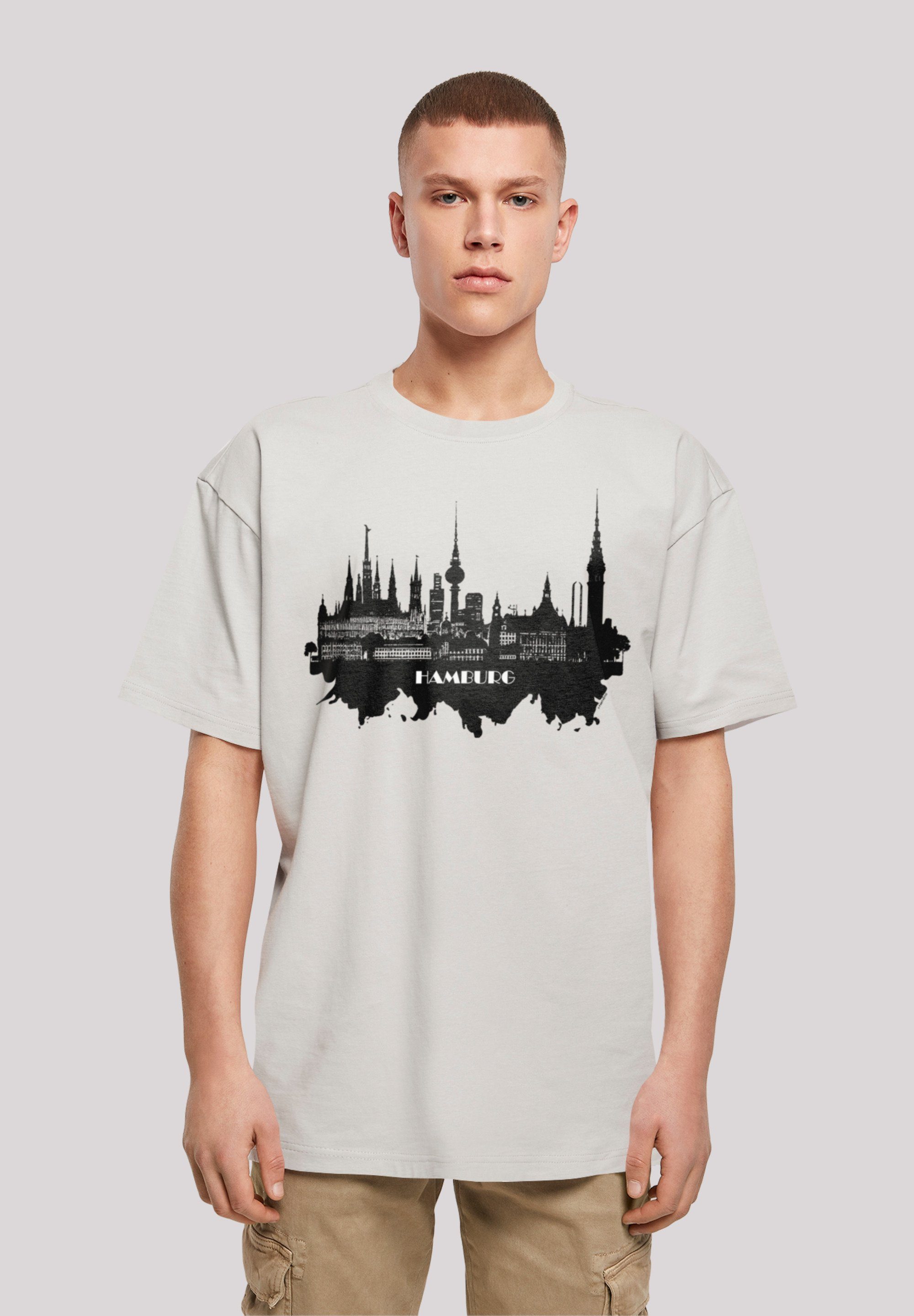 F4NT4STIC T-Shirt Cities Collection - Hamburg skyline Print lightasphalt