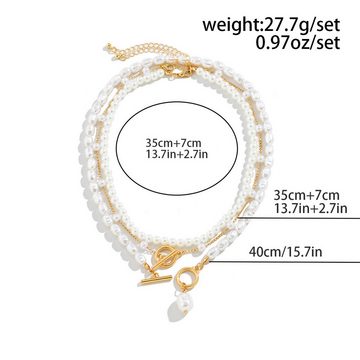 AquaBreeze Kette ohne Anhänger Elegante Perle Damen Halskette charmant Temperament Halskette (1-tlg), exquisite elegante Form romantische Wahl Gold